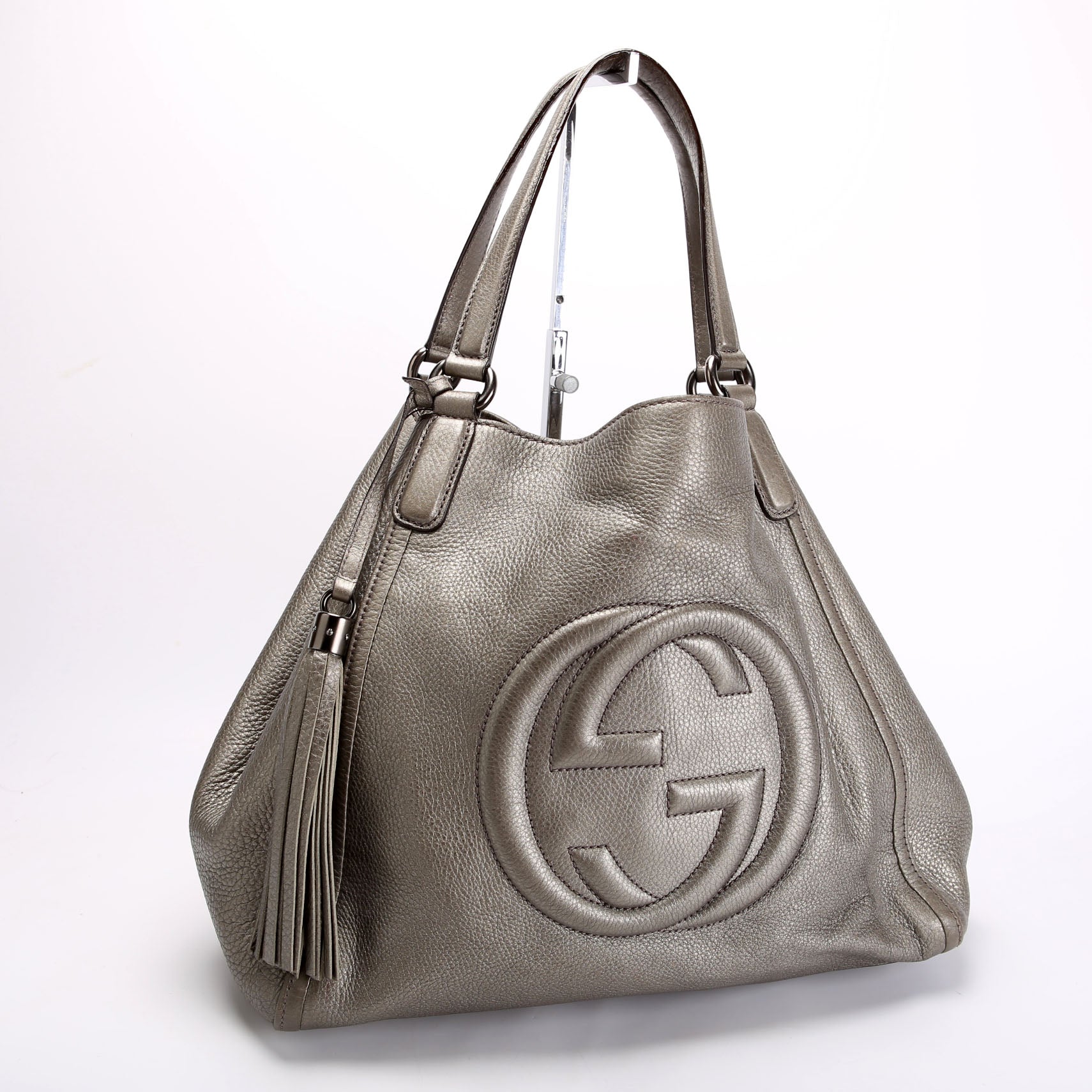 282309 Soho Leather Hobo Medium Silver