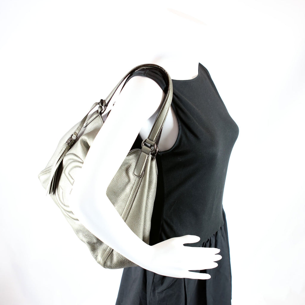 282309 Soho Leather Hobo Medium Silver