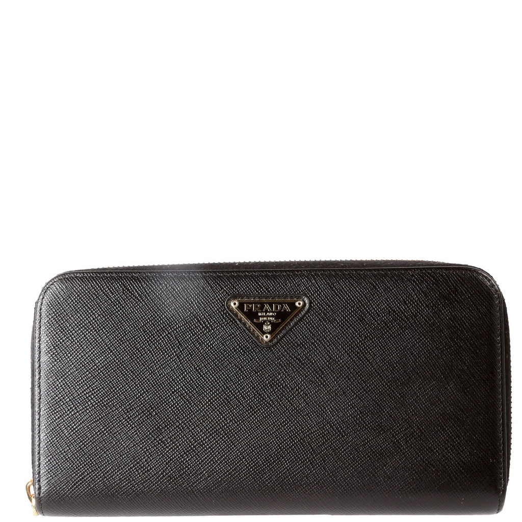 Prada Saffiano Zip Around Wallet 1ML506 Black