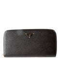 Prada Saffiano Zip Around Wallet 1ML506 Black