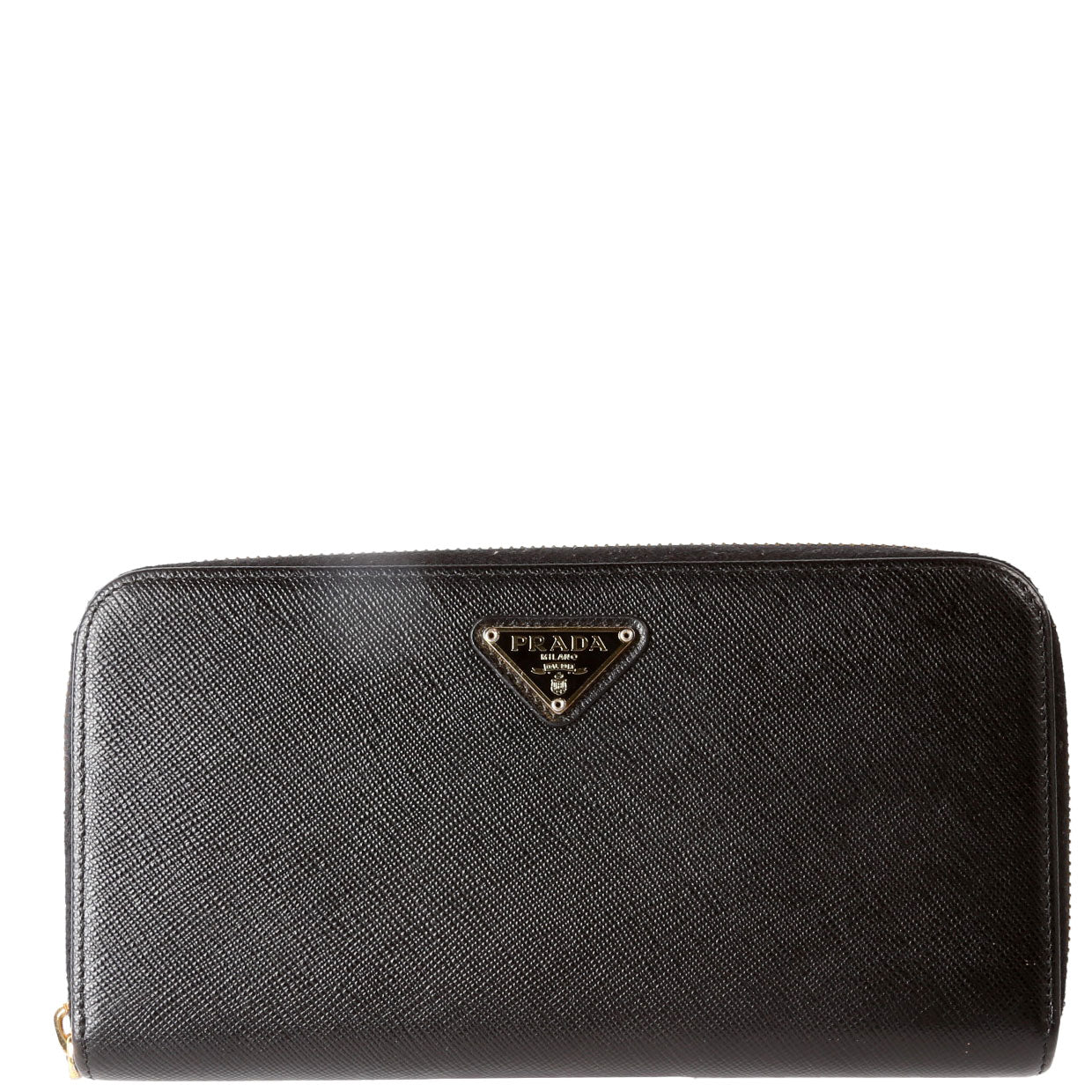 Prada Saffiano Zip Around Wallet 1ML506 Black