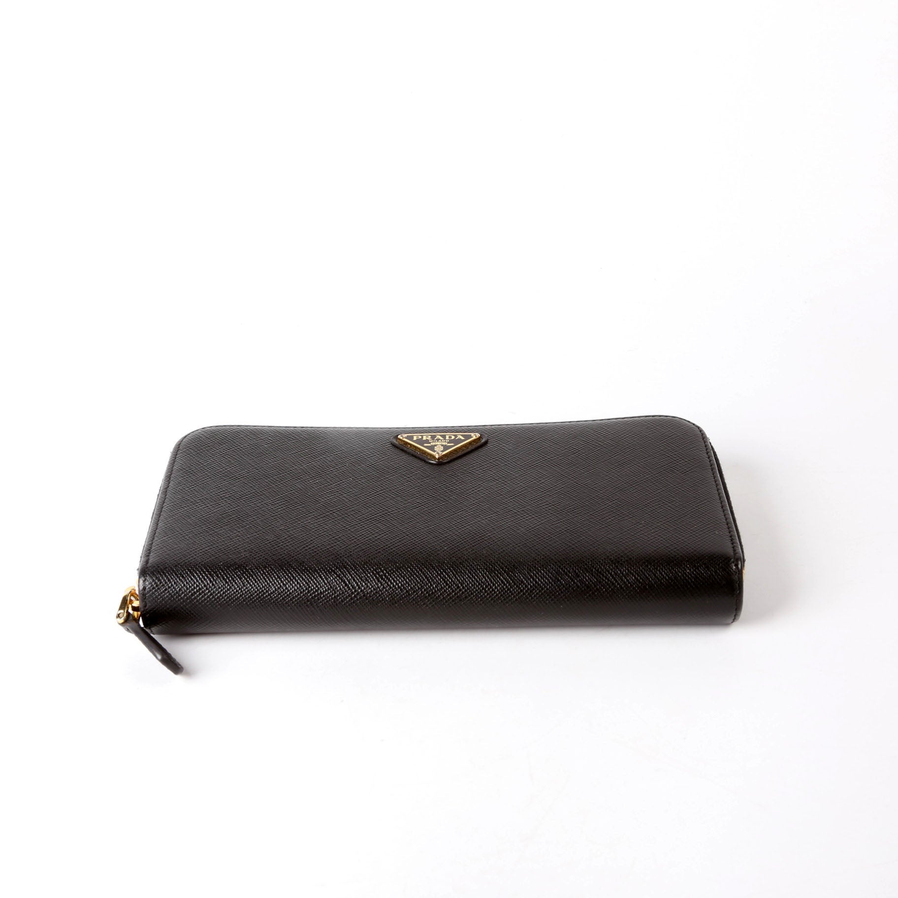 Prada Saffiano Zip Around Wallet 1ML506 Black