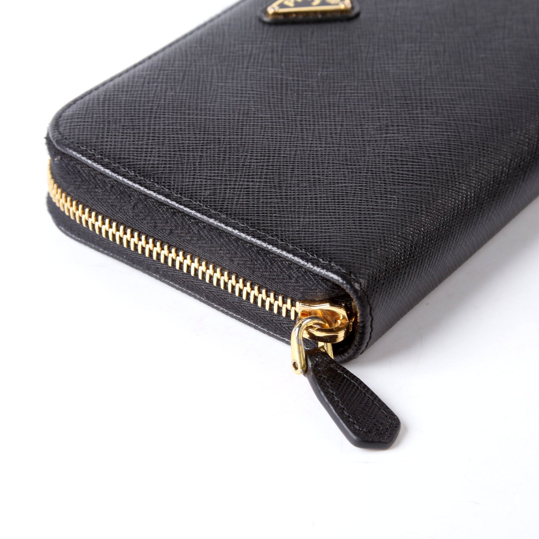 Prada Saffiano Zip Around Wallet 1ML506 Black