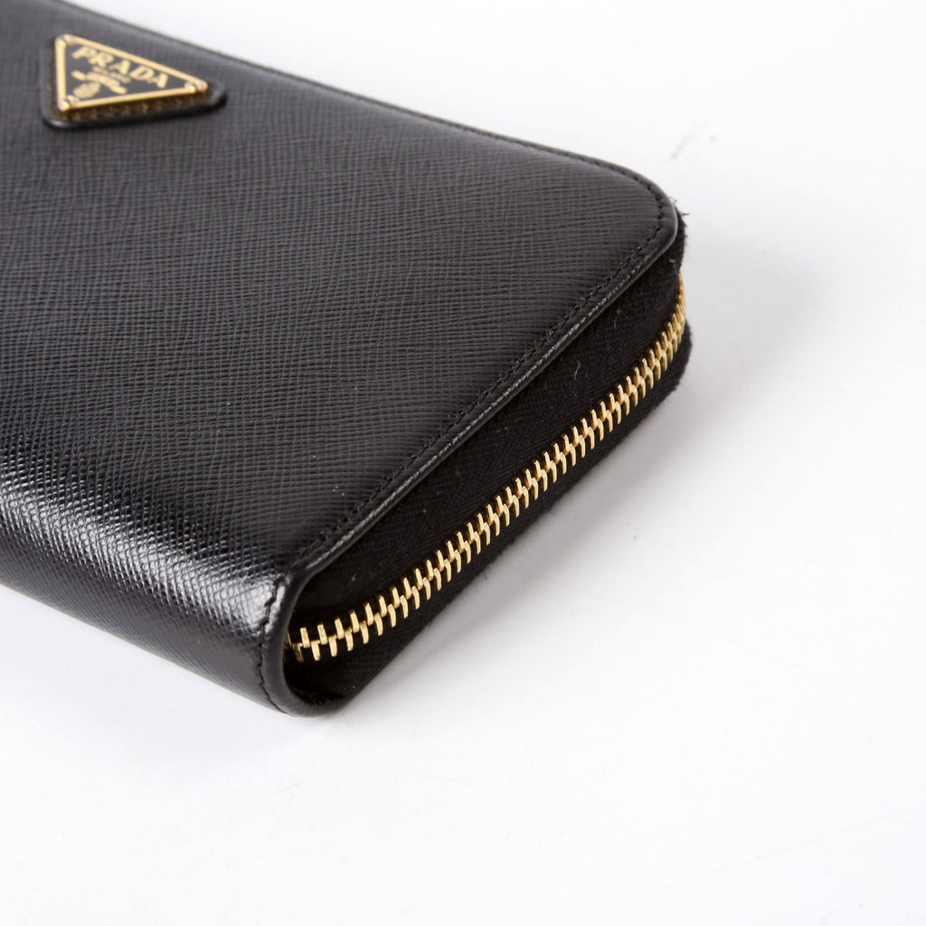 Prada Saffiano Zip Around Wallet 1ML506 Black