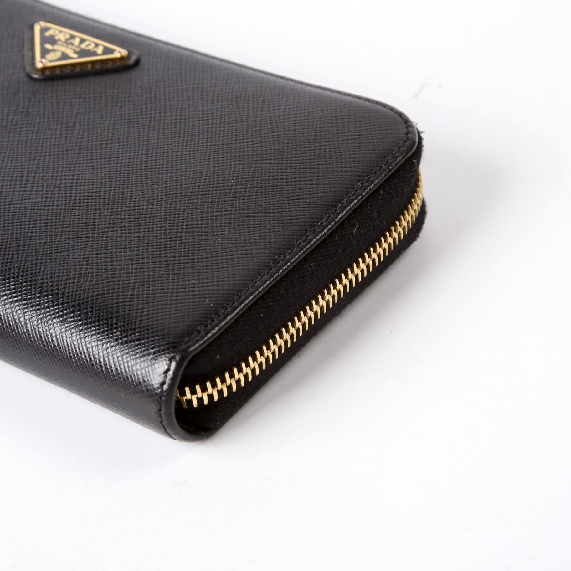 Prada Saffiano Zip Around Wallet 1ML506 Black