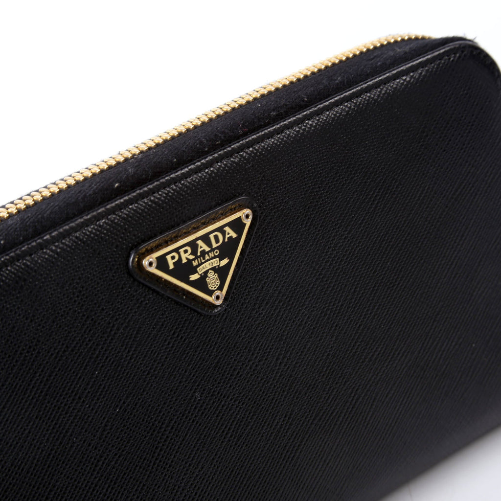 Prada Saffiano Zip Around Wallet 1ML506 Black