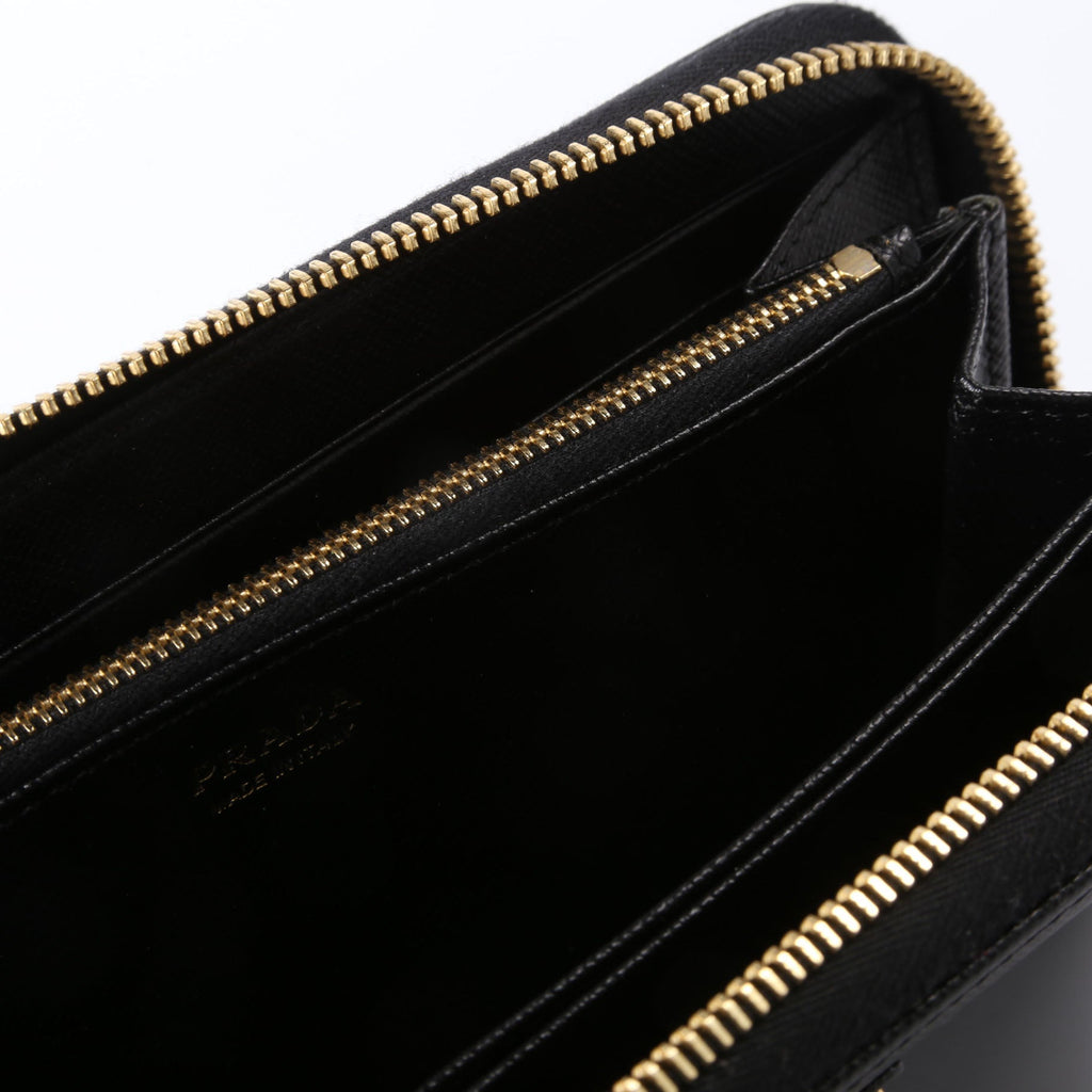 Prada Saffiano Zip Around Wallet 1ML506 Black
