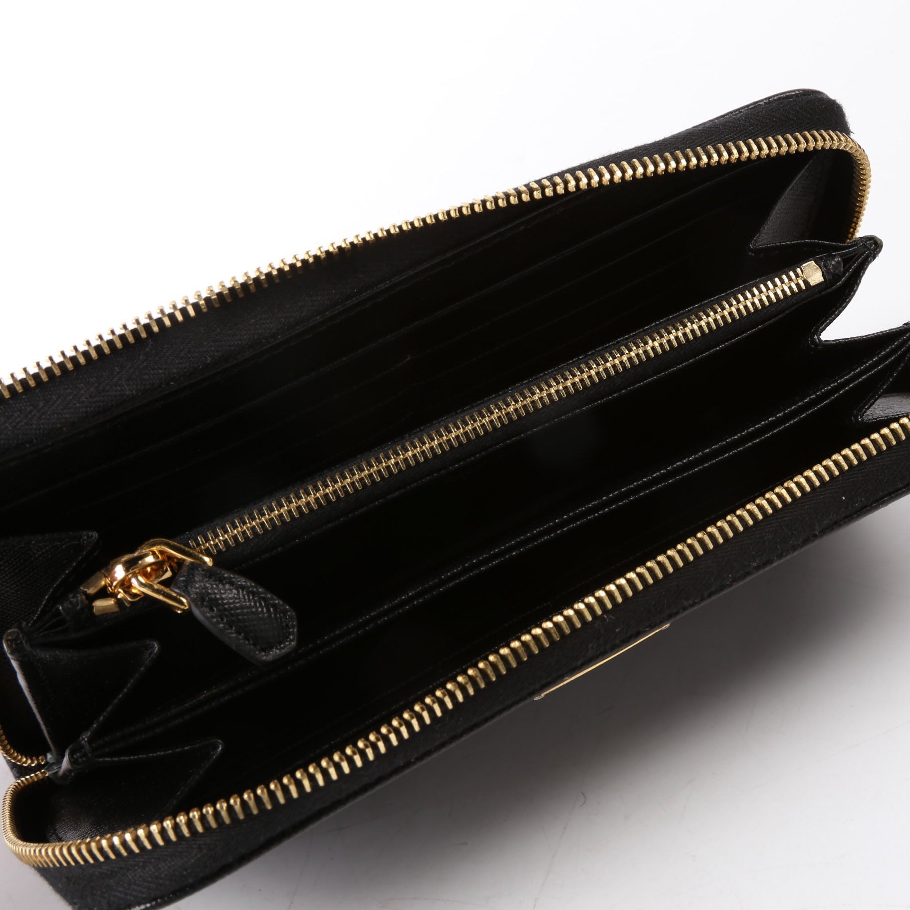 Prada Saffiano Zip Around Wallet 1ML506 Black