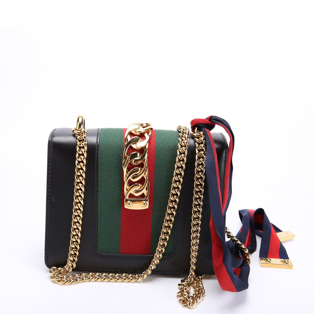 Gucci 431666 Sylvie Mini Shoulder Bag Leather Black