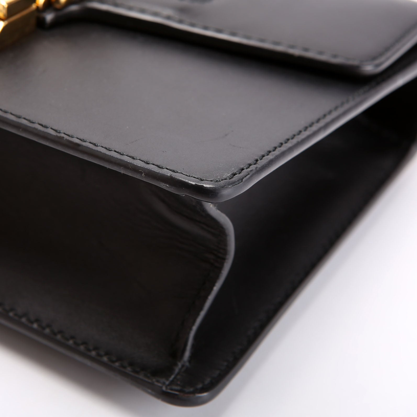 Gucci 431666 Sylvie Mini Shoulder Bag Leather Black