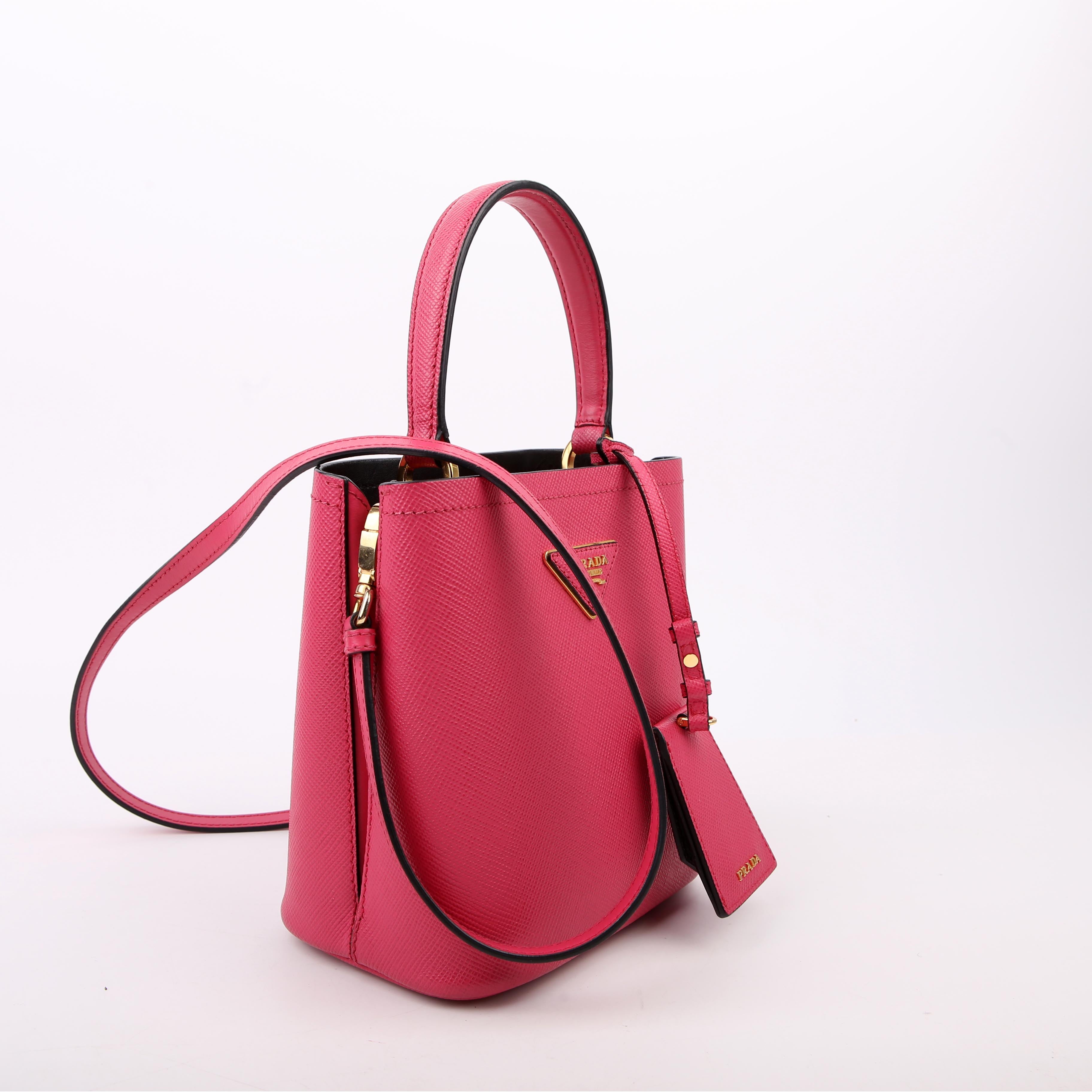 Prada Saffiano Cuir Small Panier Bag Pink