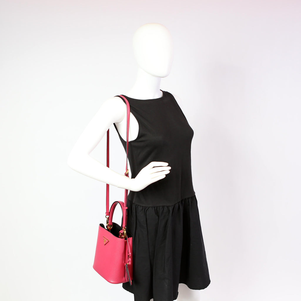 Prada Saffiano Cuir Small Panier Bag Pink