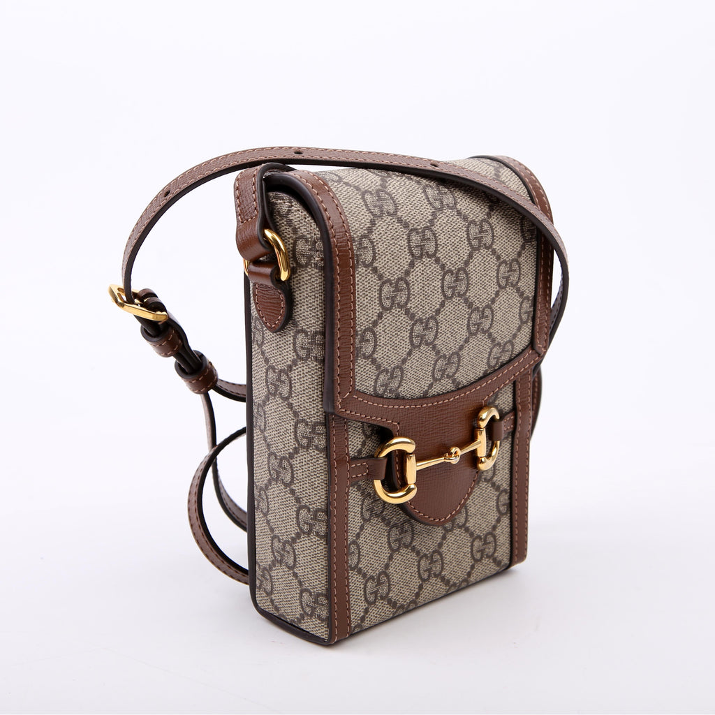 Gucci 625615 Horsebit 1955 GG Supreme Mini Bag White