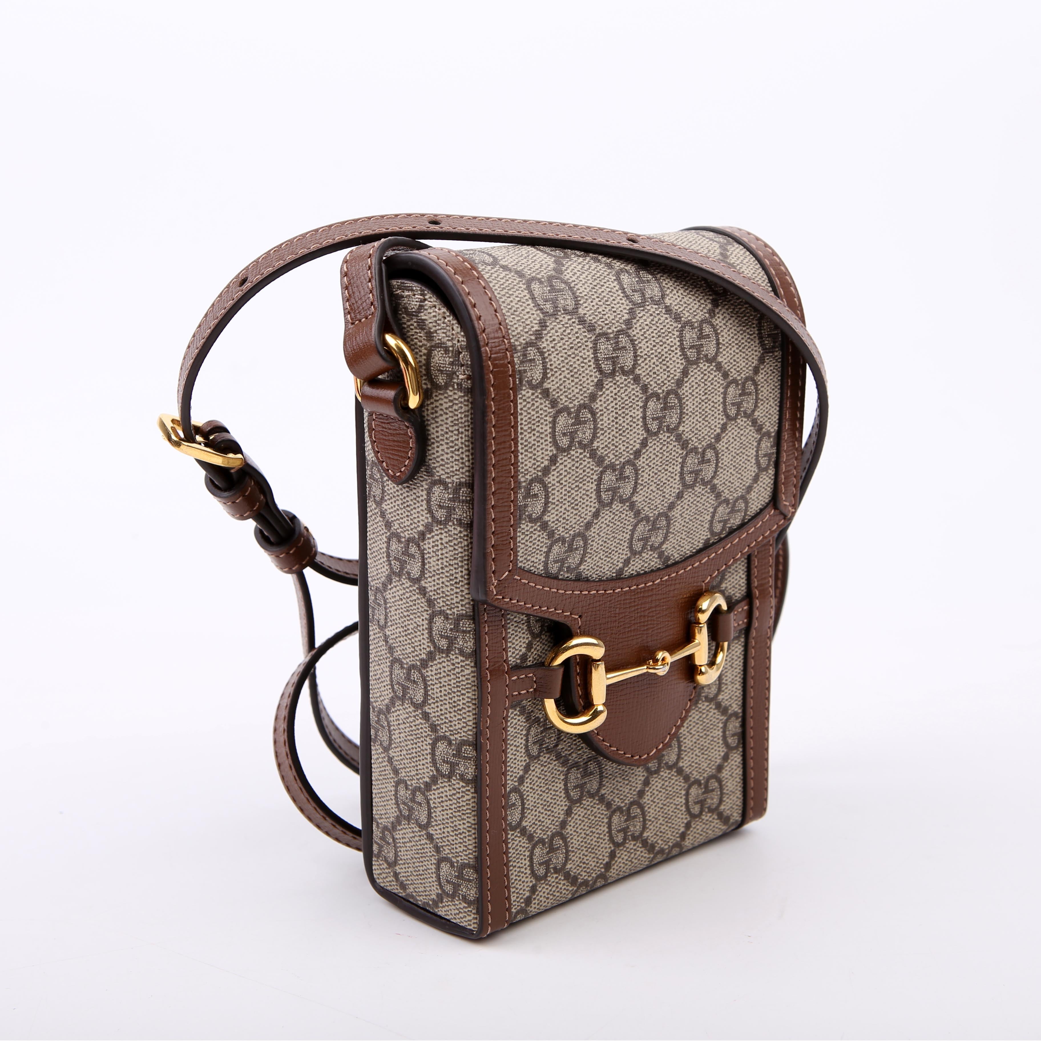 Gucci 625615 Horsebit 1955 GG Supreme Mini Bag White