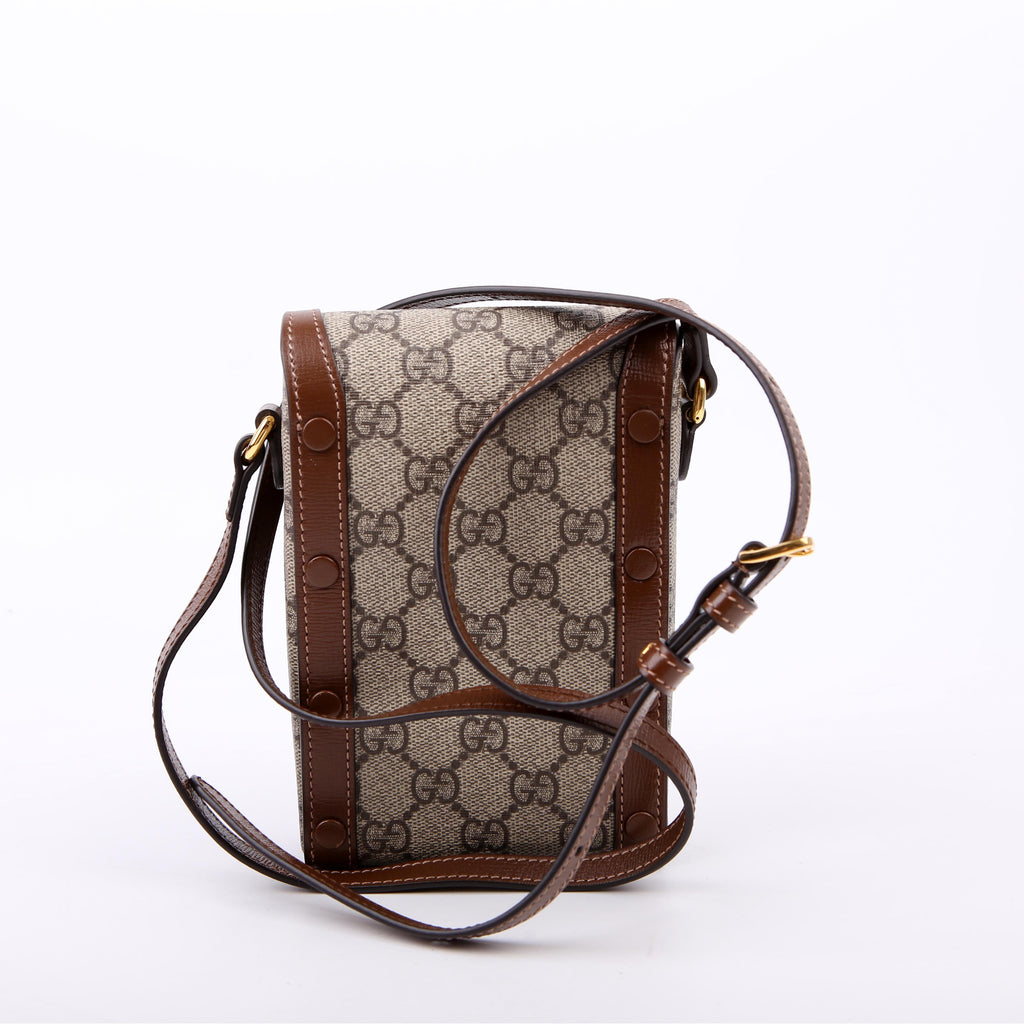Gucci 625615 Horsebit 1955 GG Supreme Mini Bag White