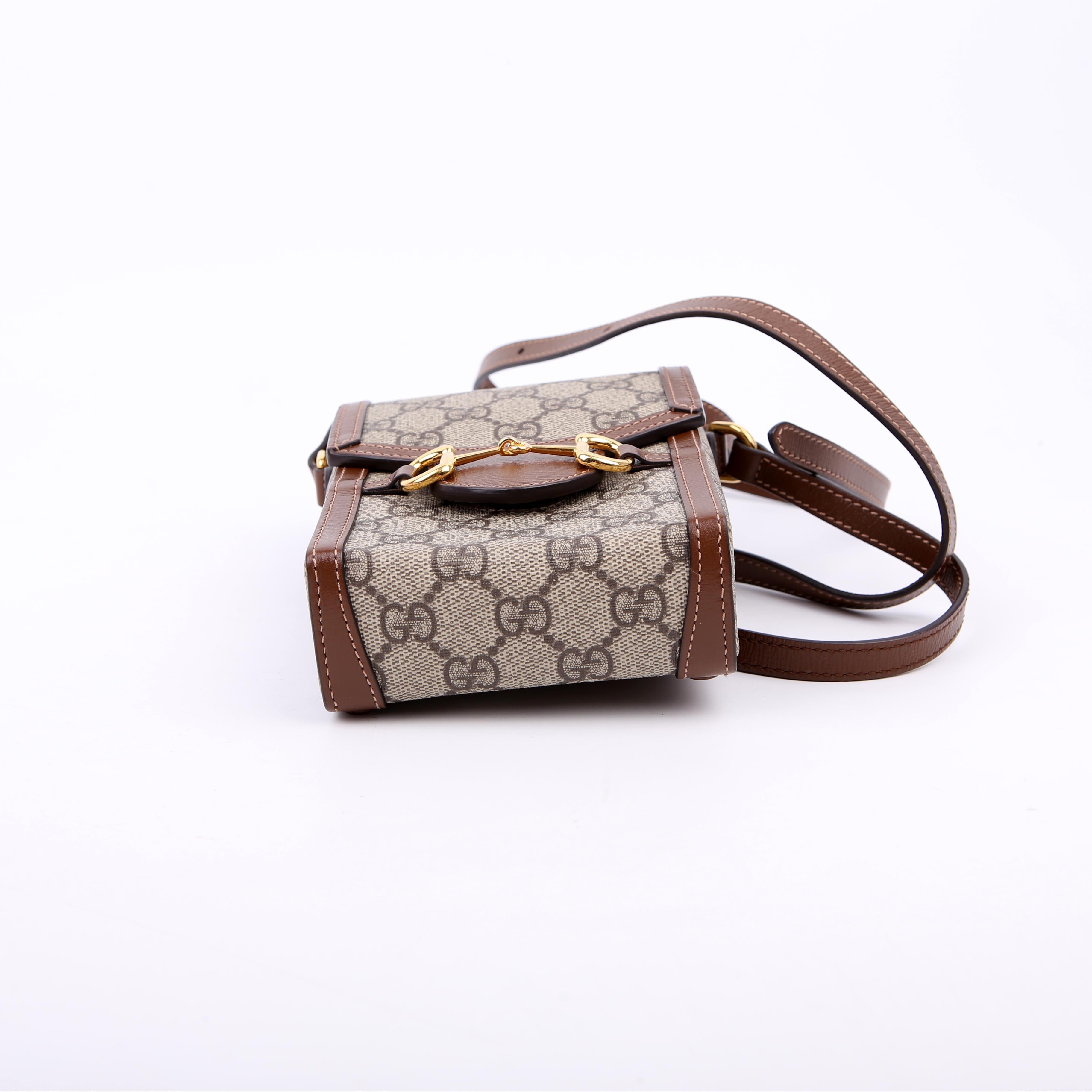 Gucci 625615 Horsebit 1955 GG Supreme Mini Bag White