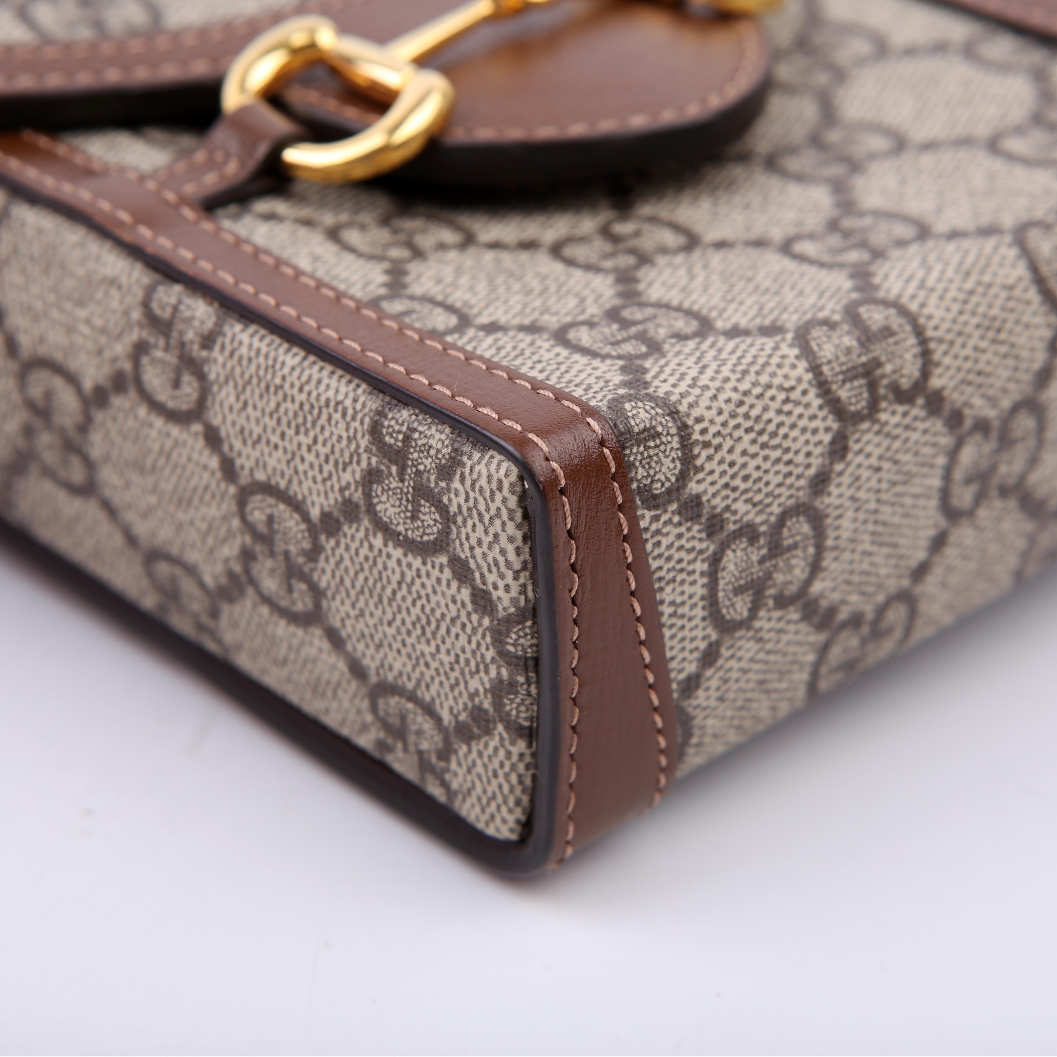 Gucci 625615 Horsebit 1955 GG Supreme Mini Bag White