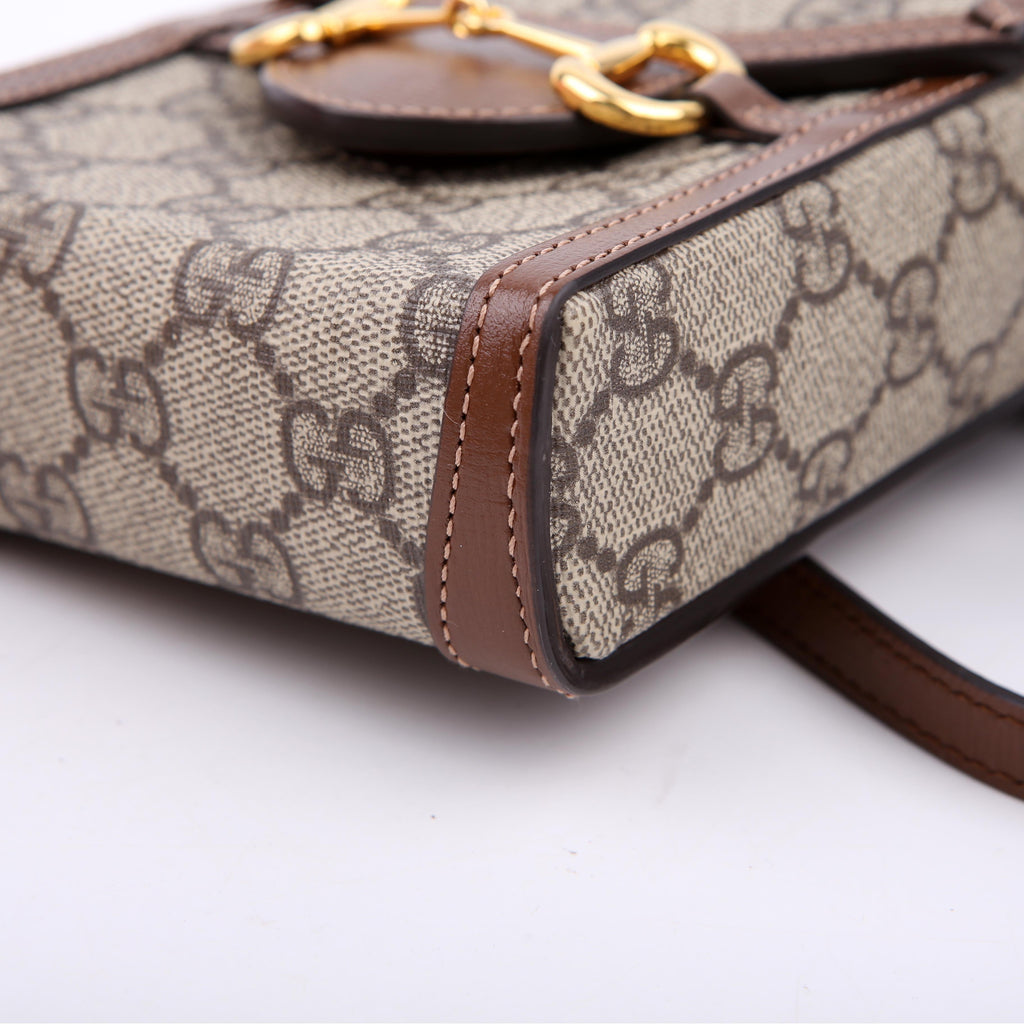 Gucci 625615 Horsebit 1955 GG Supreme Mini Bag White