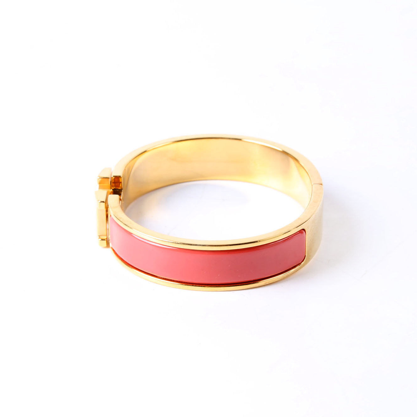 Hermes Clic Clac Narrow PM Bracelet Gold/Coral