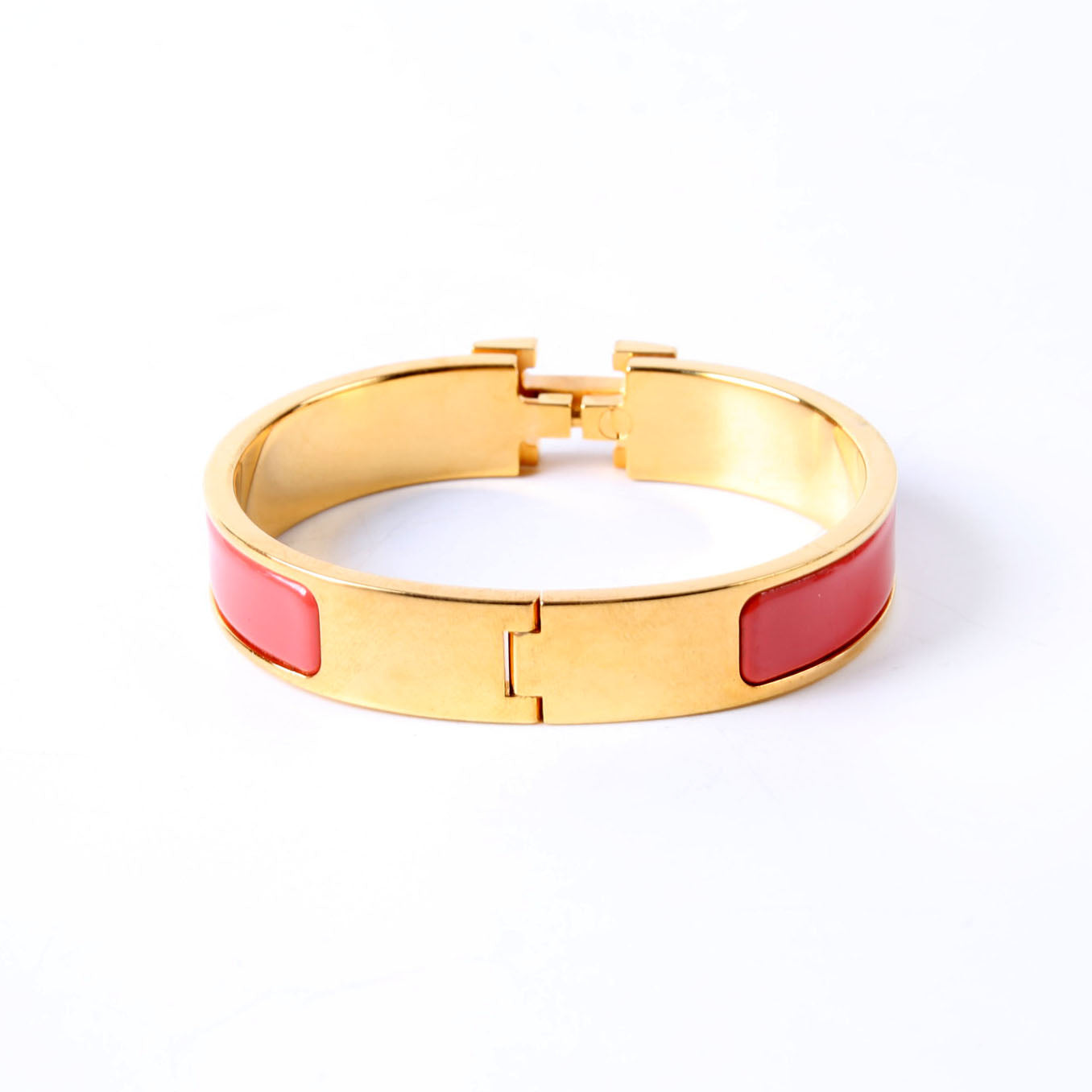 Hermes Clic Clac Narrow PM Bracelet Gold/Coral