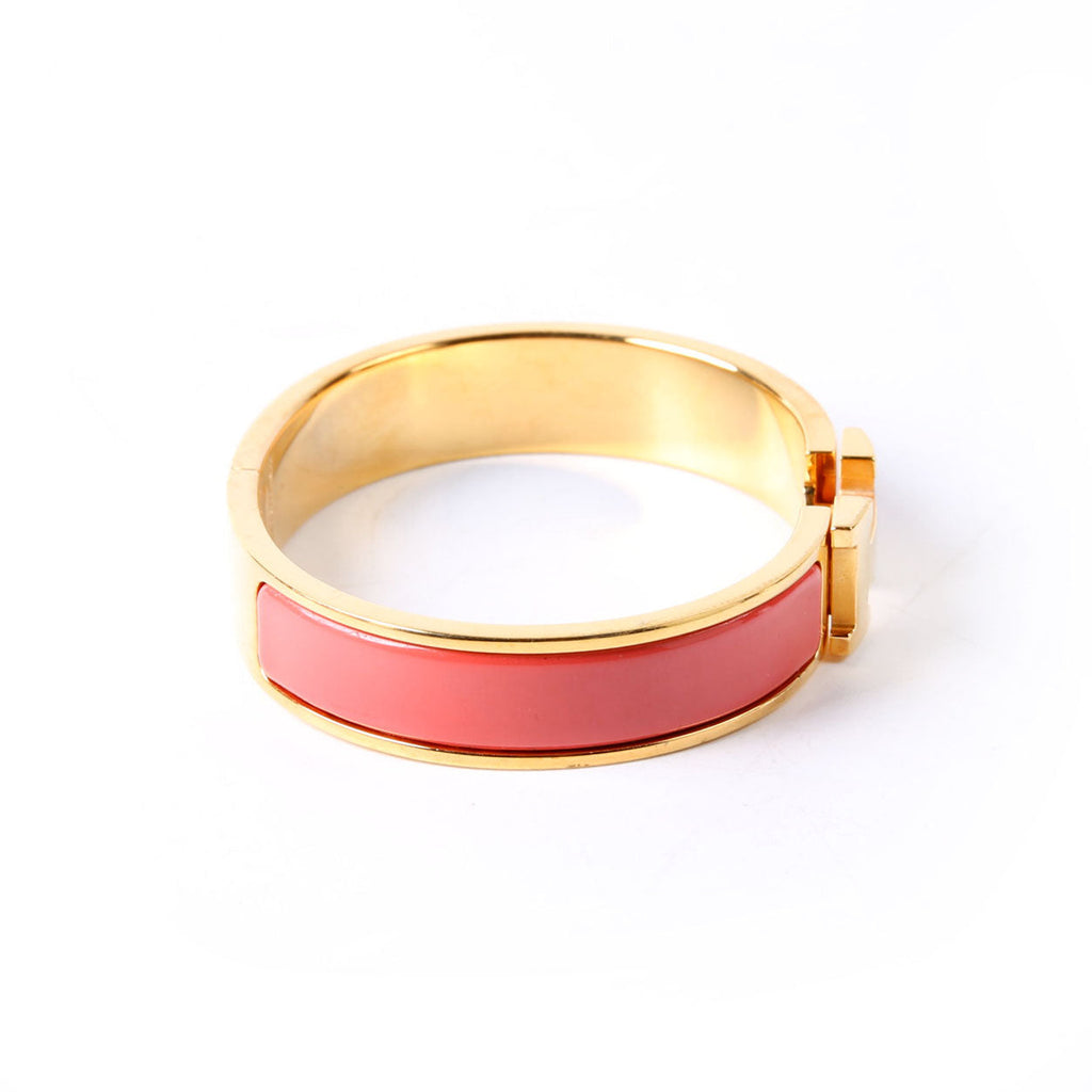 Hermes Clic Clac Narrow PM Bracelet Gold/Coral