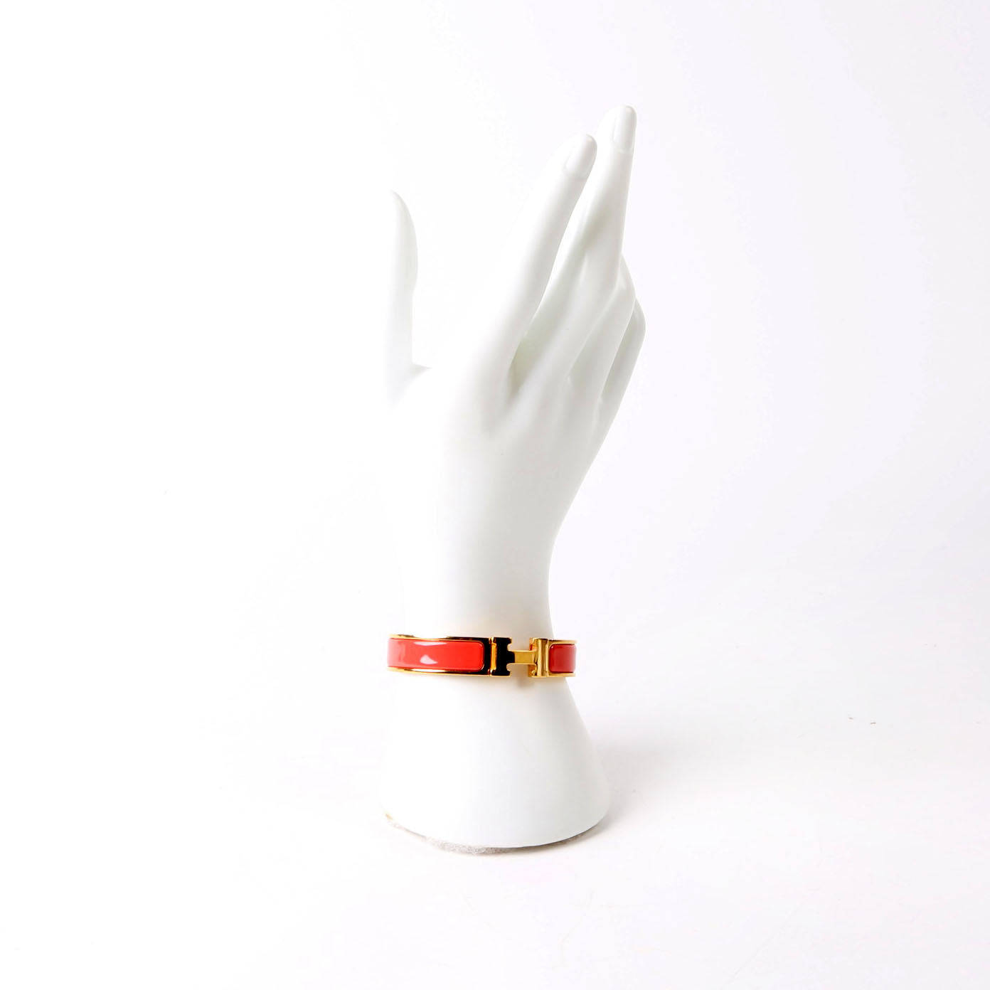 Hermes Clic Clac Narrow PM Bracelet Gold/Coral