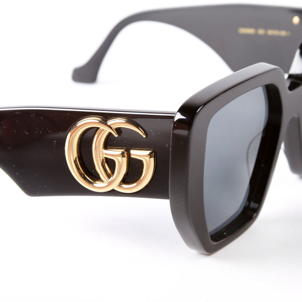 Gucci GG0956S Double G Oversized Rectangle Sunglasses Black