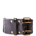 SAINT LAURENT Wide Perforated Belt 177873 Size 75/30 Brown