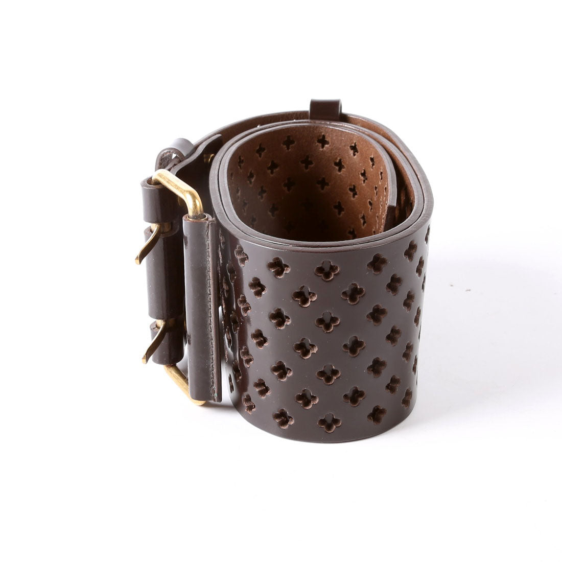 SAINT LAURENT Wide Perforated Belt 177873 Size 75/30 Brown