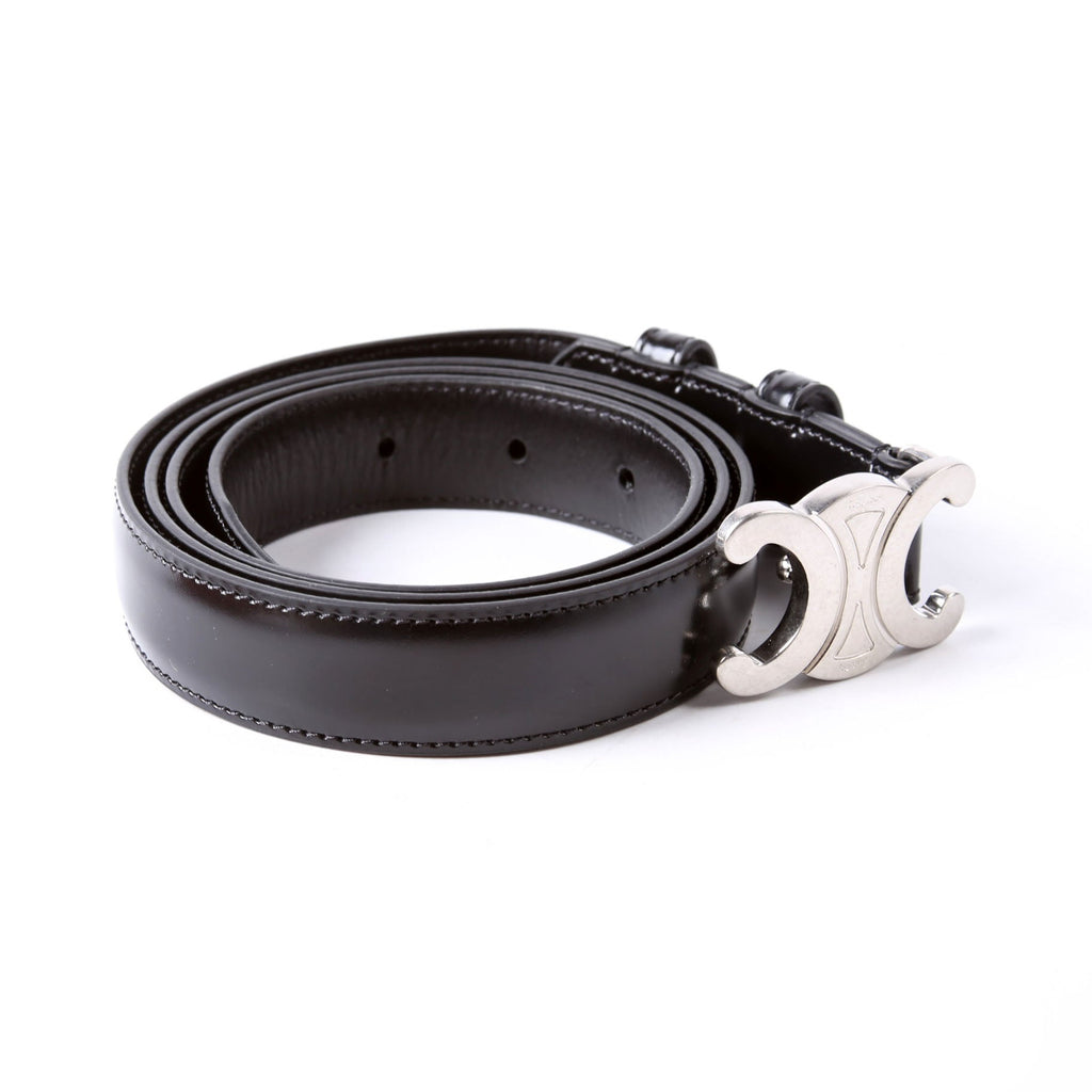 Triomphe Small Taurillon Leather Belt Size 100 Black