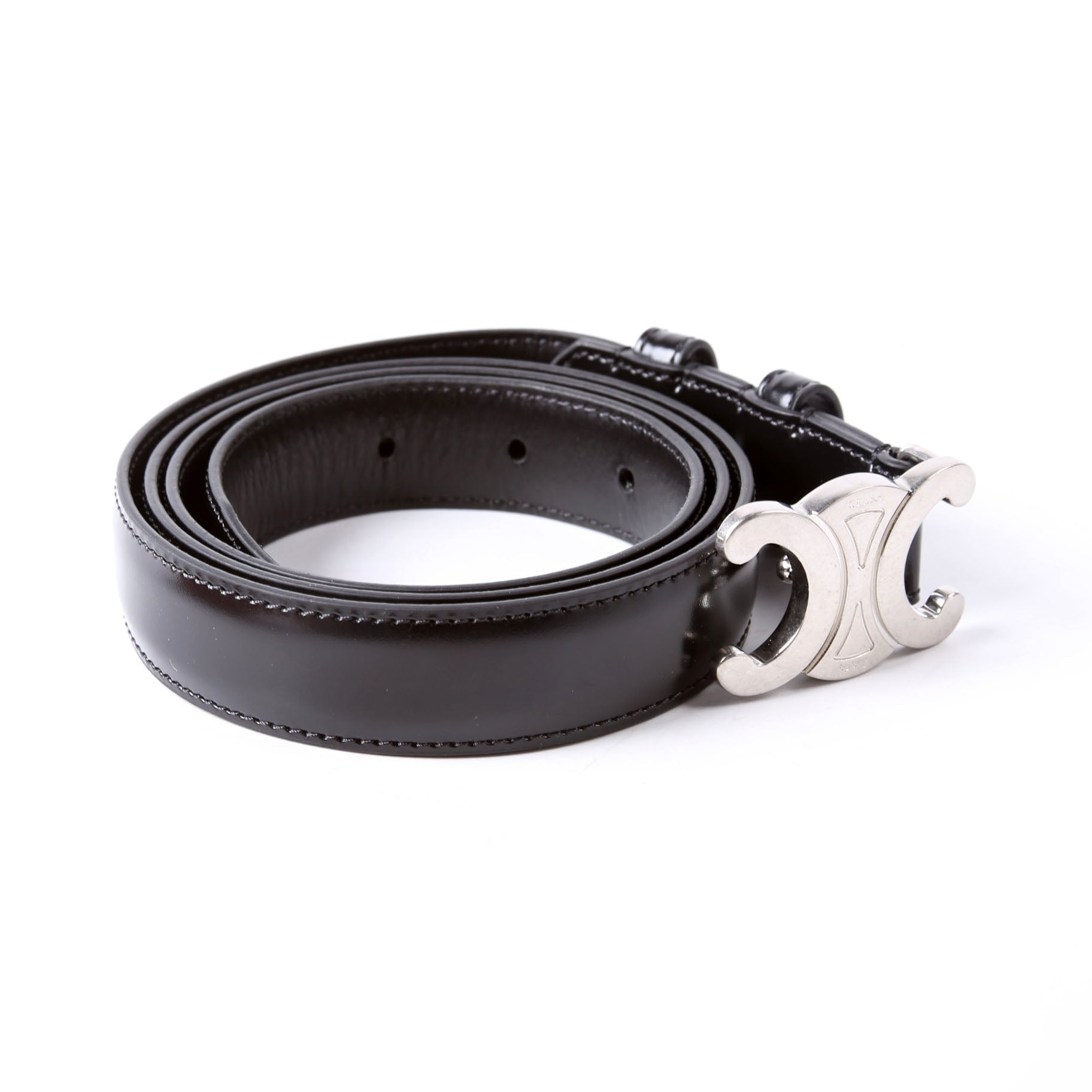 Triomphe Small Taurillon Leather Belt Size 100 Black