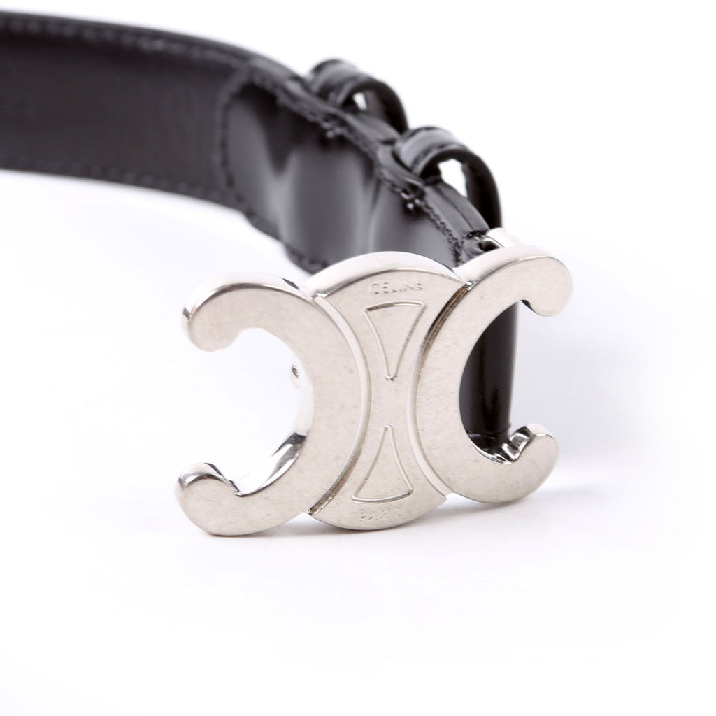 Triomphe Small Taurillon Leather Belt Size 100 Black