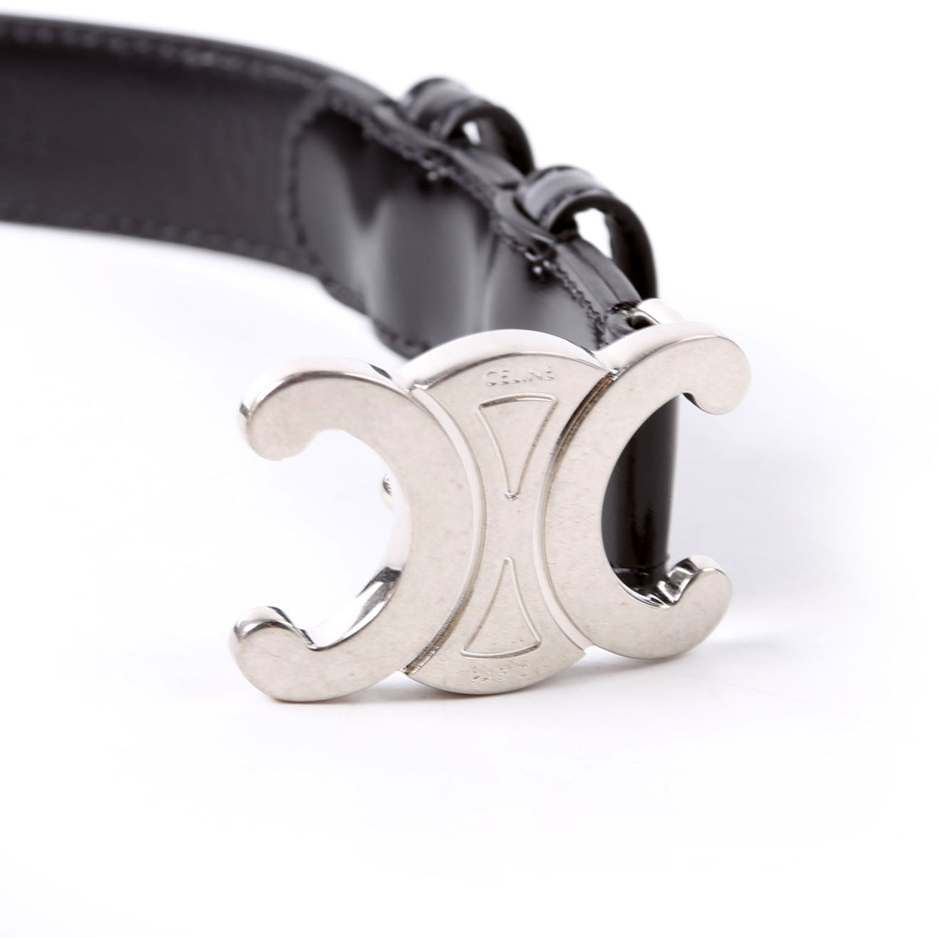 Triomphe Small Taurillon Leather Belt Size 100 Black