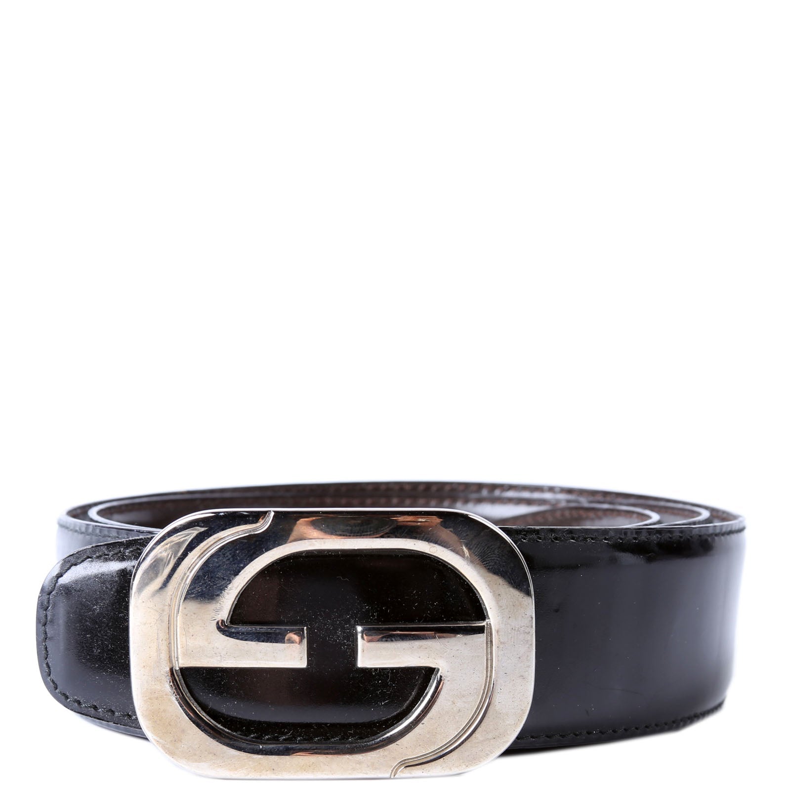 036.1766 GG Buckle Reversible Vintage Belt Size 85/34 Black
