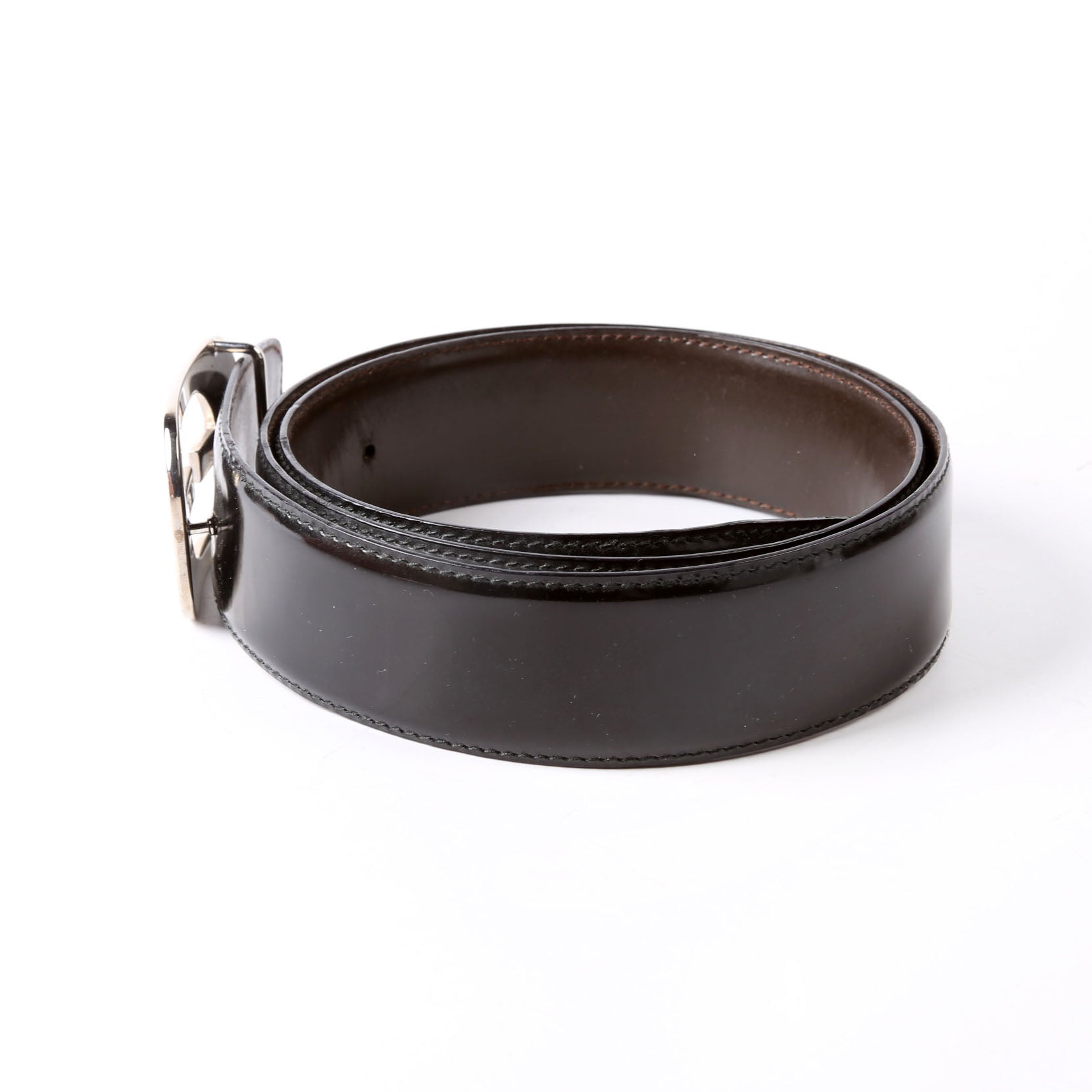 036.1766 GG Buckle Reversible Vintage Belt Size 85/34 Black