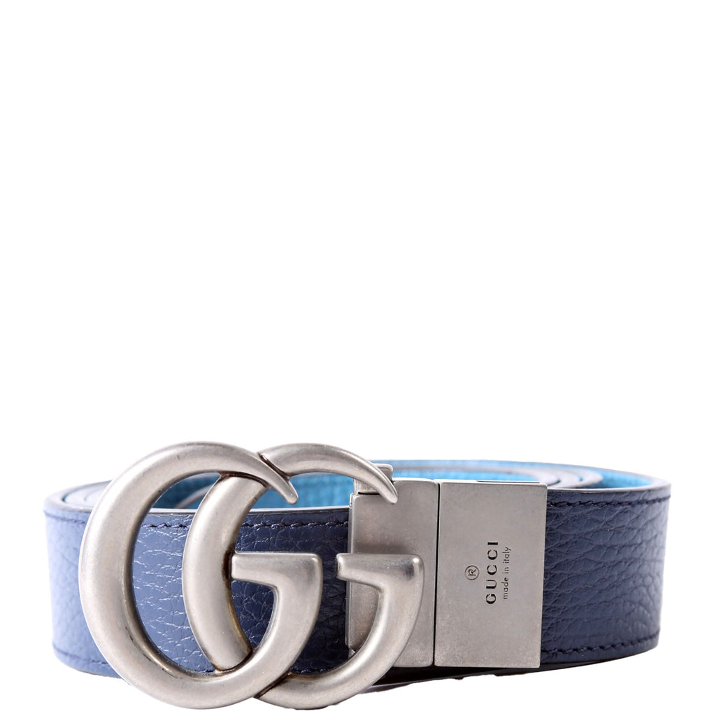 Gucci 643847 GG Marmont Reversible Leather Belt Size 100/40 Blue