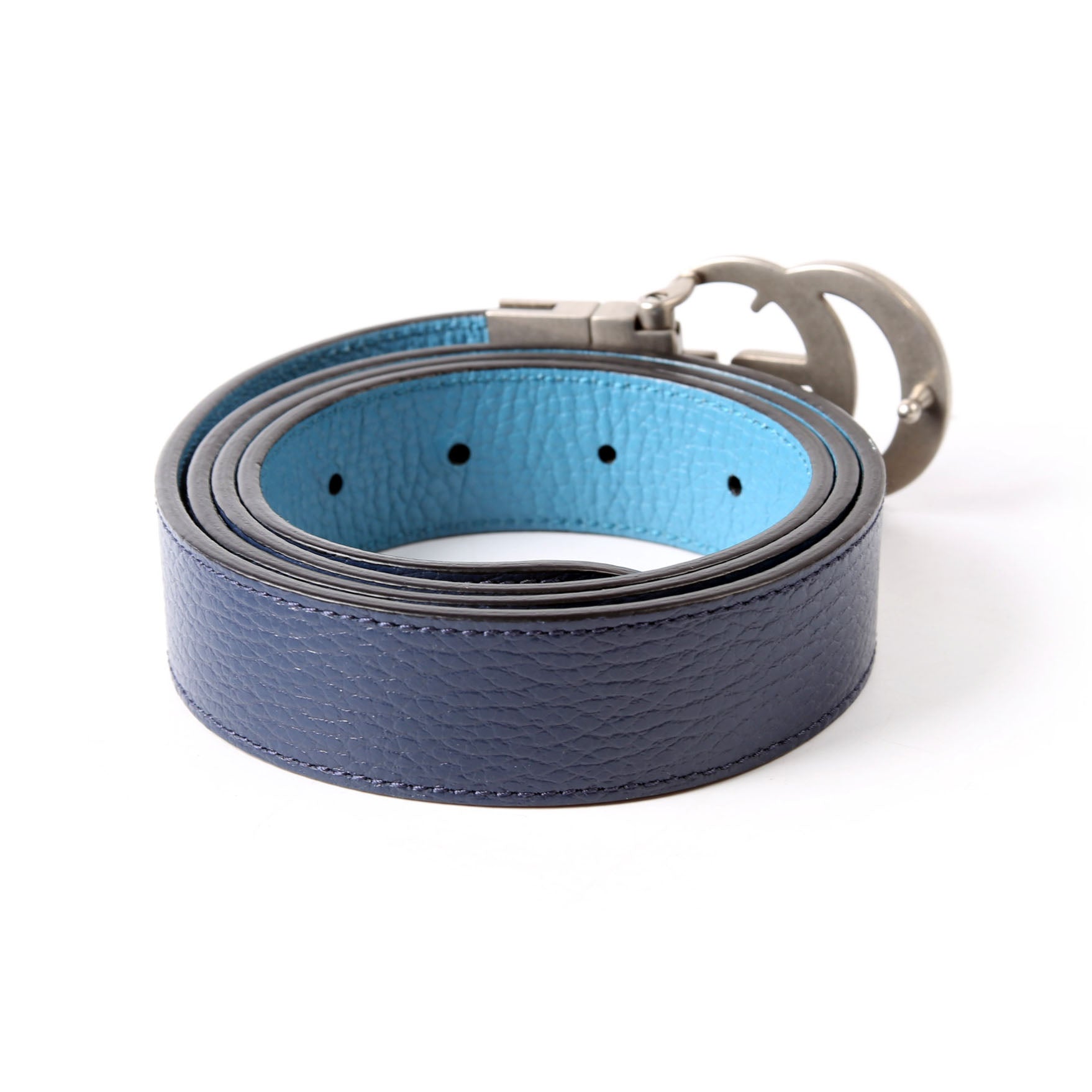 Gucci 643847 GG Marmont Reversible Leather Belt Size 100/40 Blue
