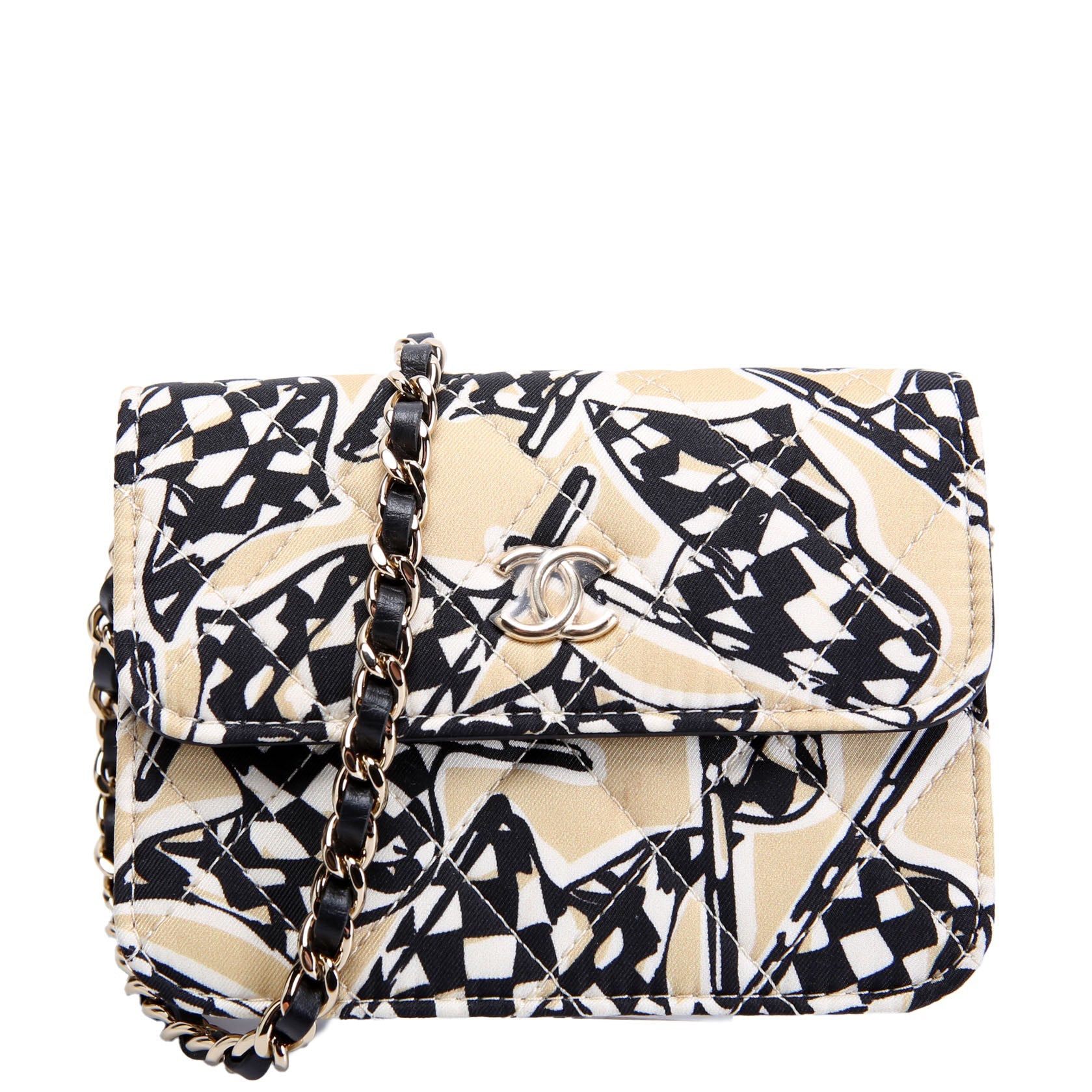 CC Flag Printed Clutch With Chain Canvas RFID