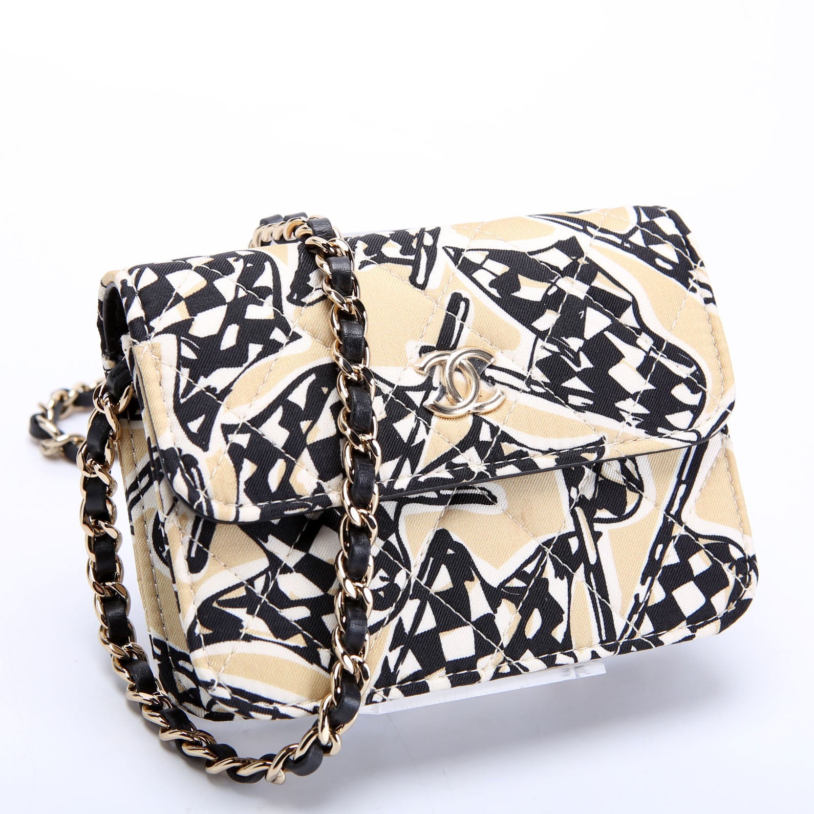 CC Flag Printed Clutch With Chain Canvas RFID