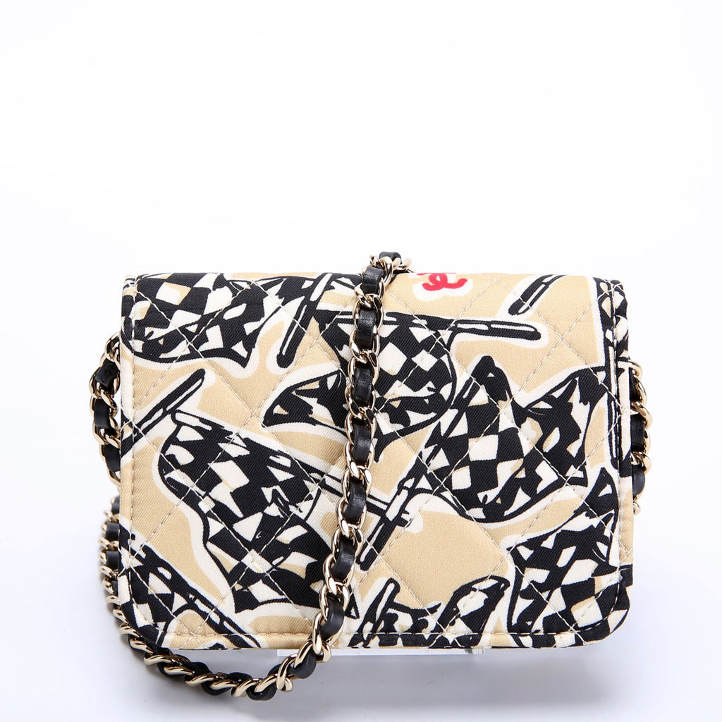 CC Flag Printed Clutch With Chain Canvas RFID