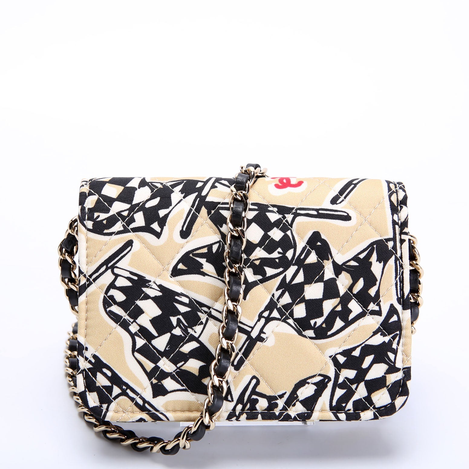 CC Flag Printed Clutch With Chain Canvas RFID