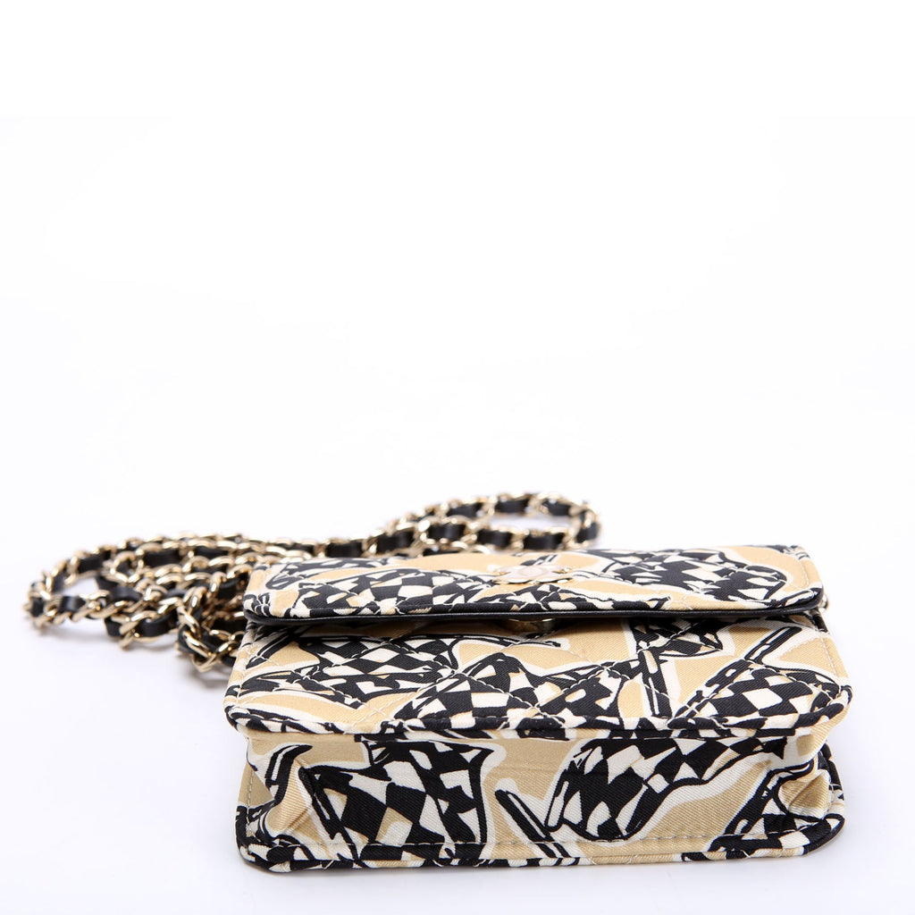 CC Flag Printed Clutch With Chain Canvas RFID