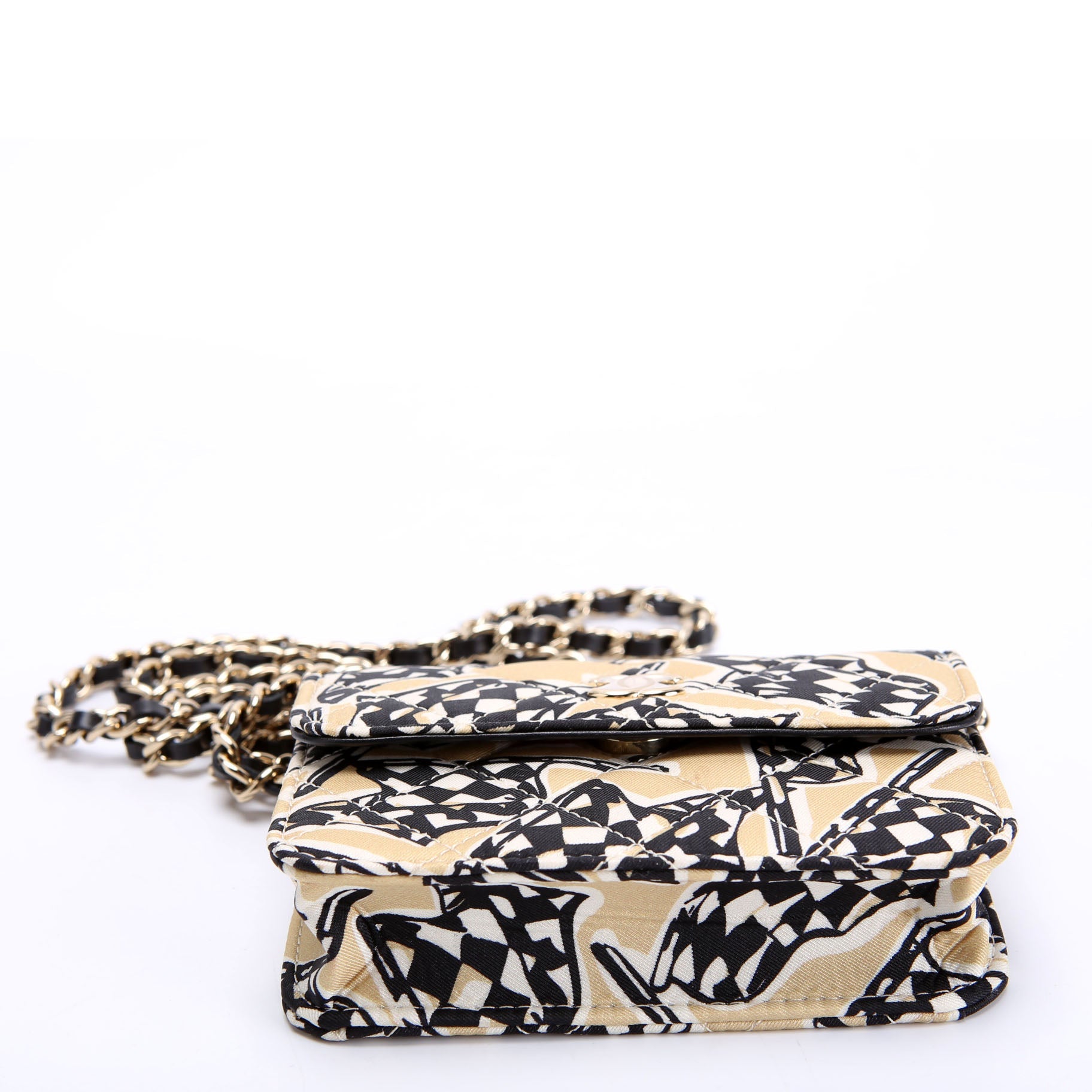 CC Flag Printed Clutch With Chain Canvas RFID
