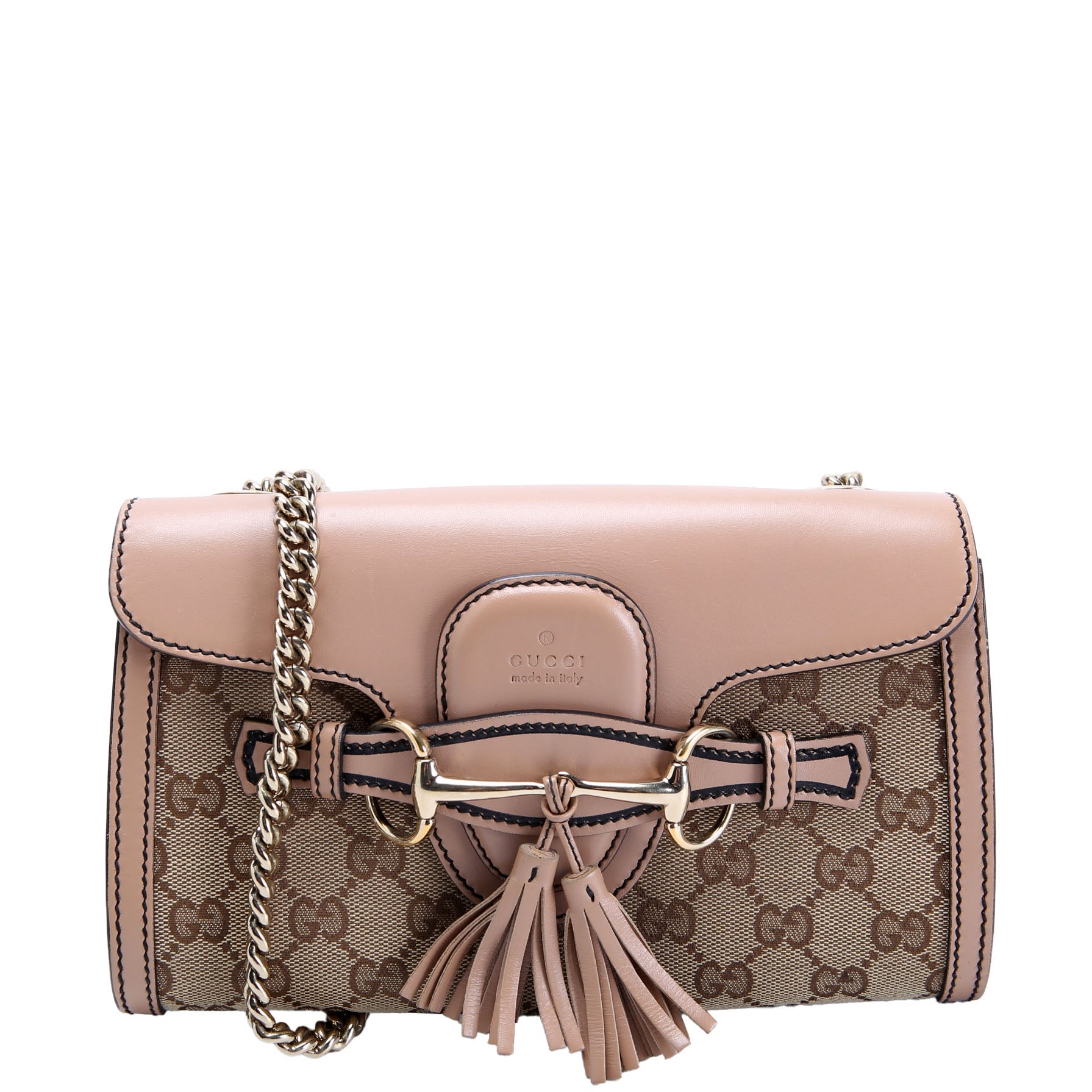 Gucci 283063 Emily Chain Mini Canvas/Calfskin Tan