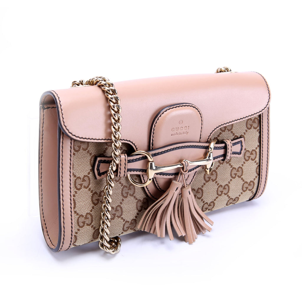 Gucci 283063 Emily Chain Mini Canvas/Calfskin Tan