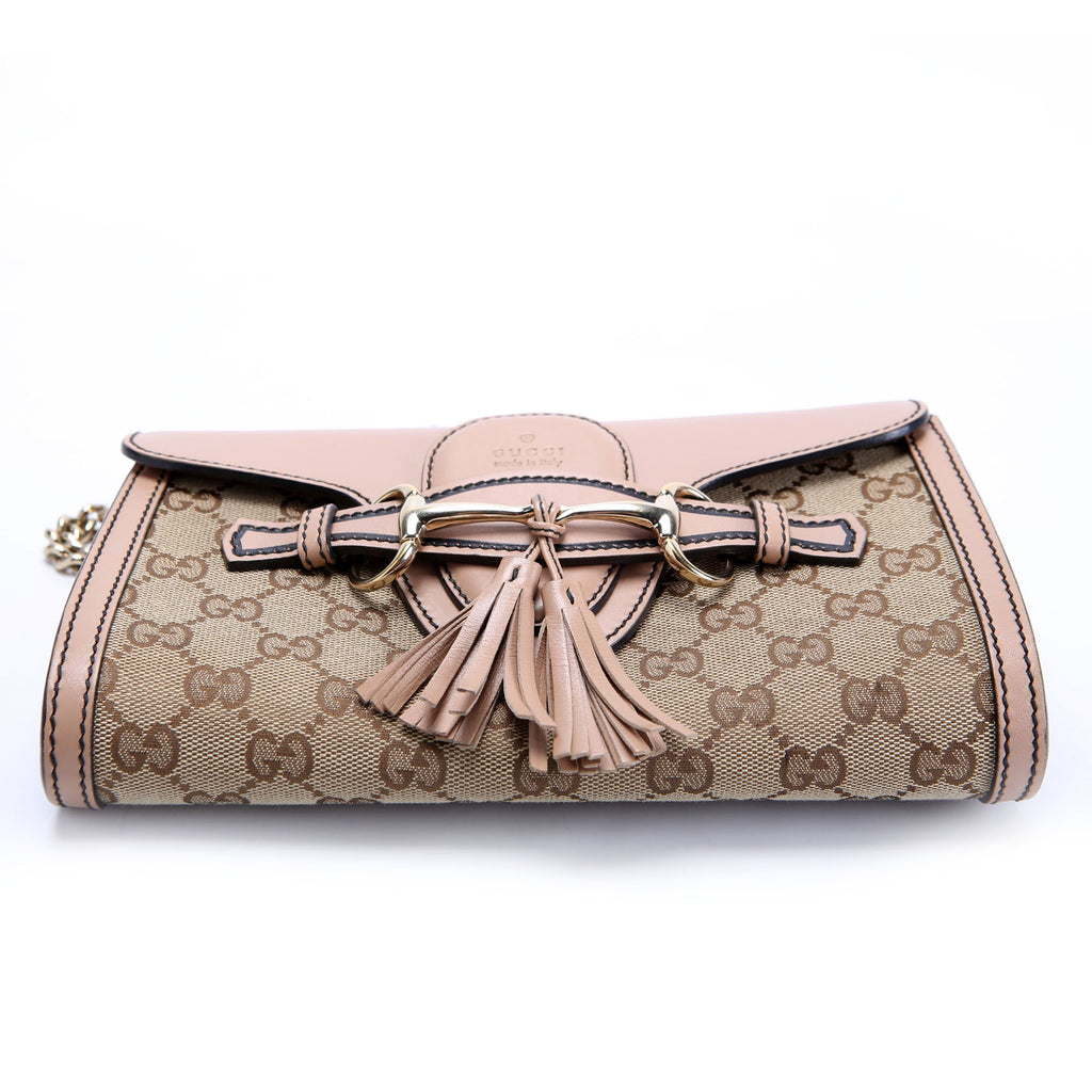 Gucci 283063 Emily Chain Mini Canvas/Calfskin Tan