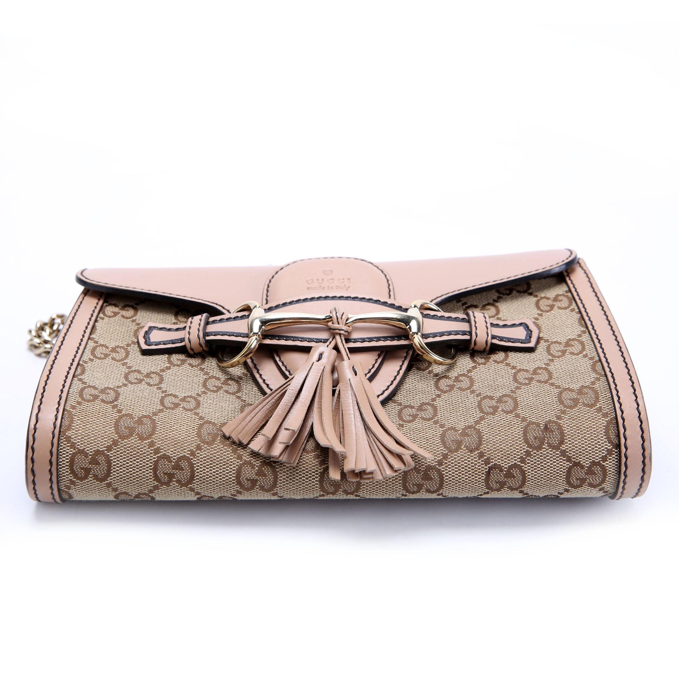 Gucci 283063 Emily Chain Mini Canvas/Calfskin Tan