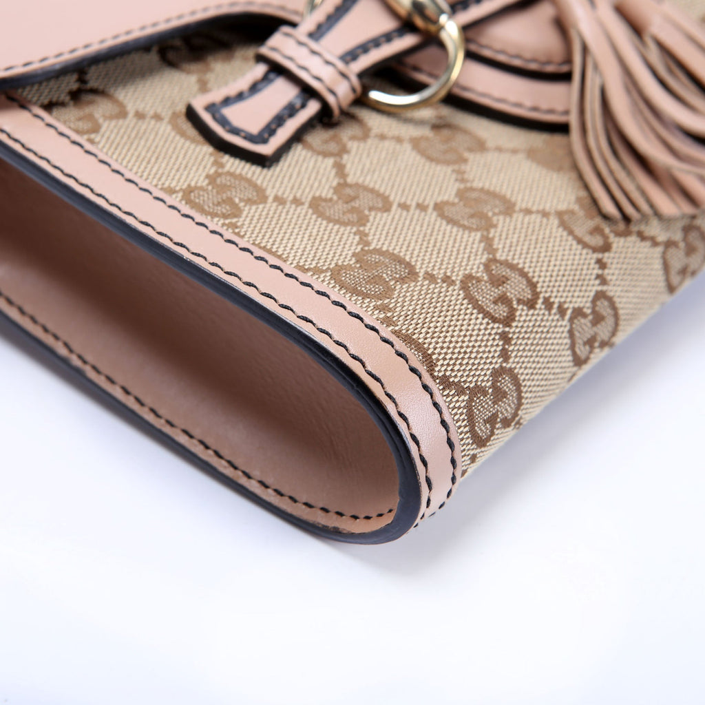 Gucci 283063 Emily Chain Mini Canvas/Calfskin Tan