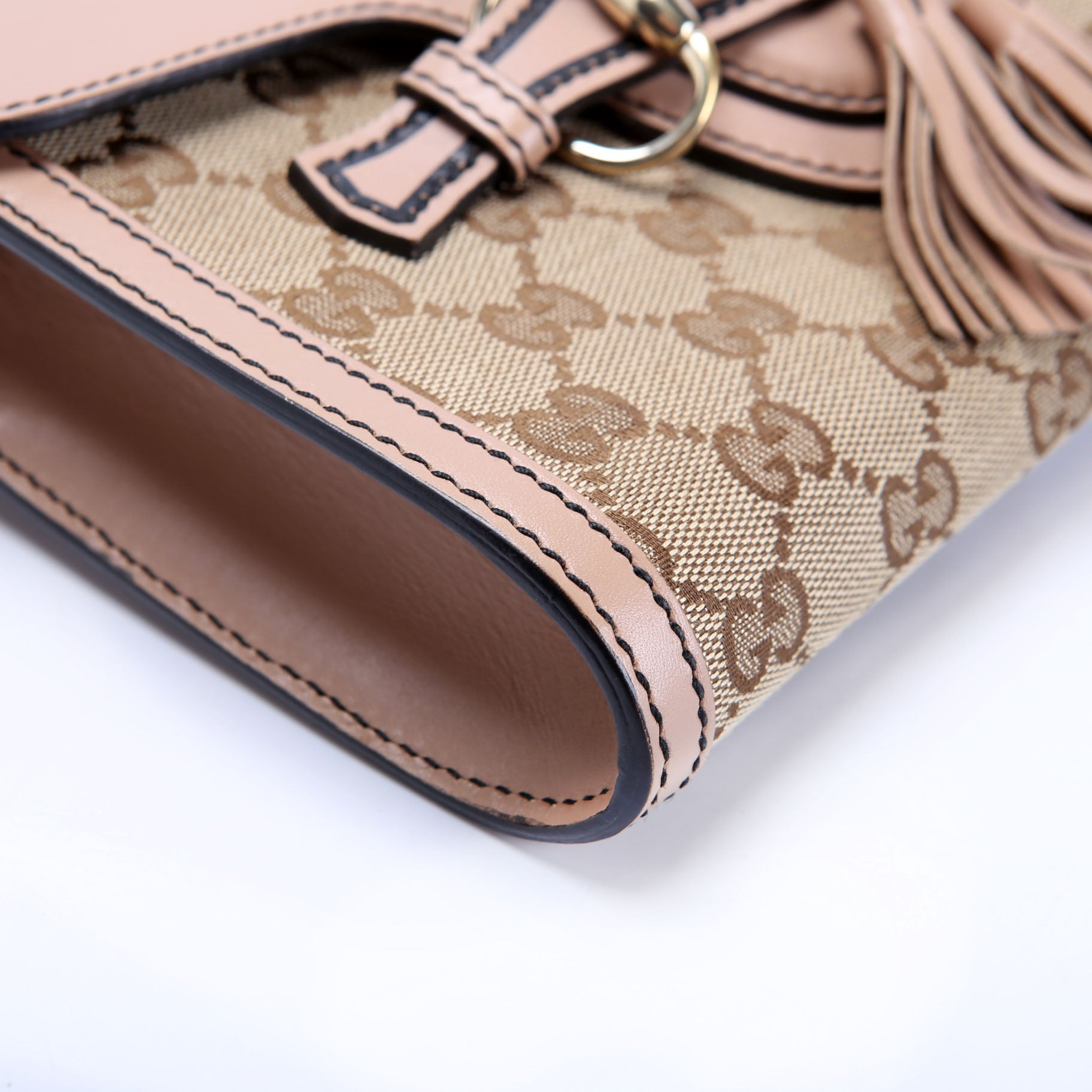 Gucci 283063 Emily Chain Mini Canvas/Calfskin Tan
