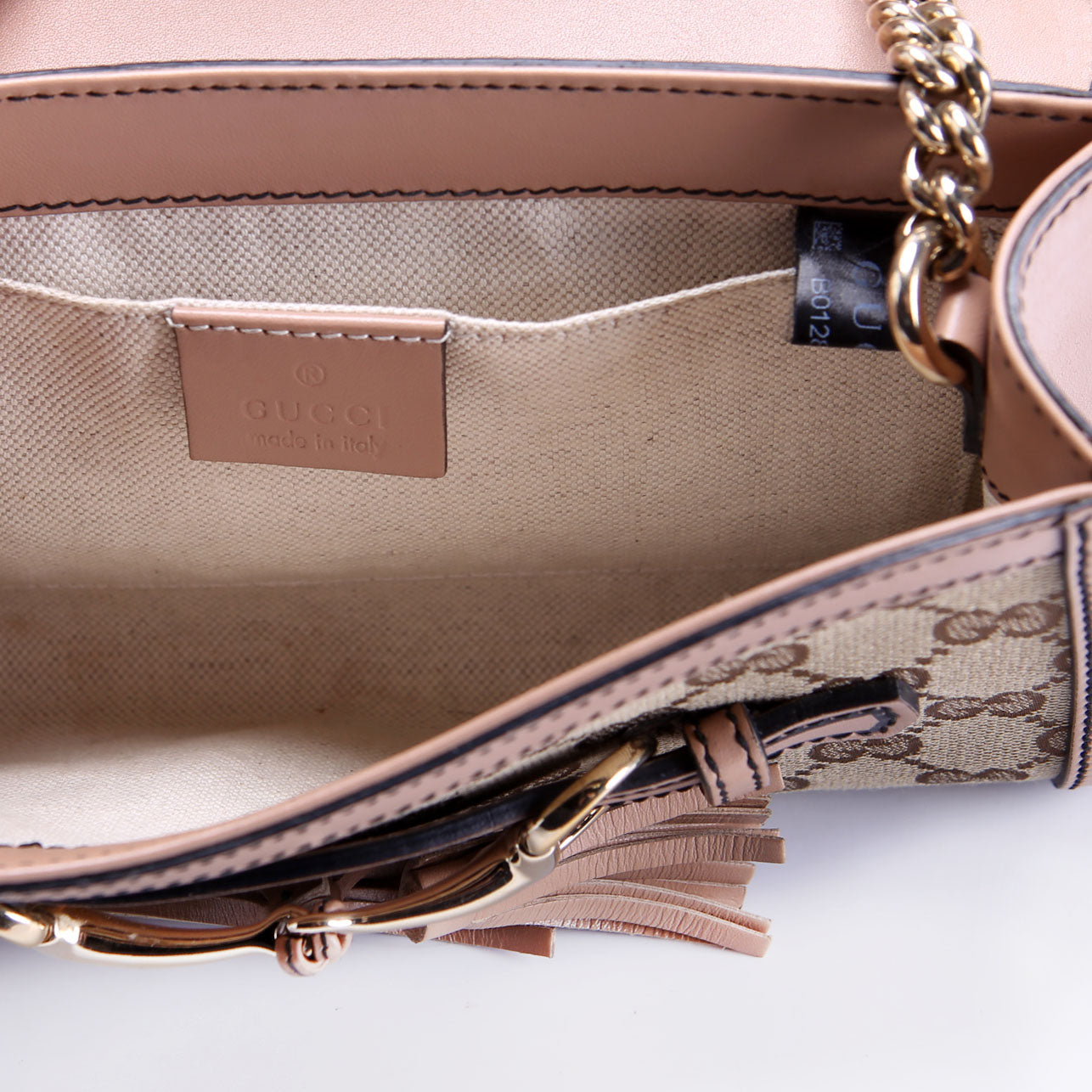 Gucci 283063 Emily Chain Mini Canvas/Calfskin Tan